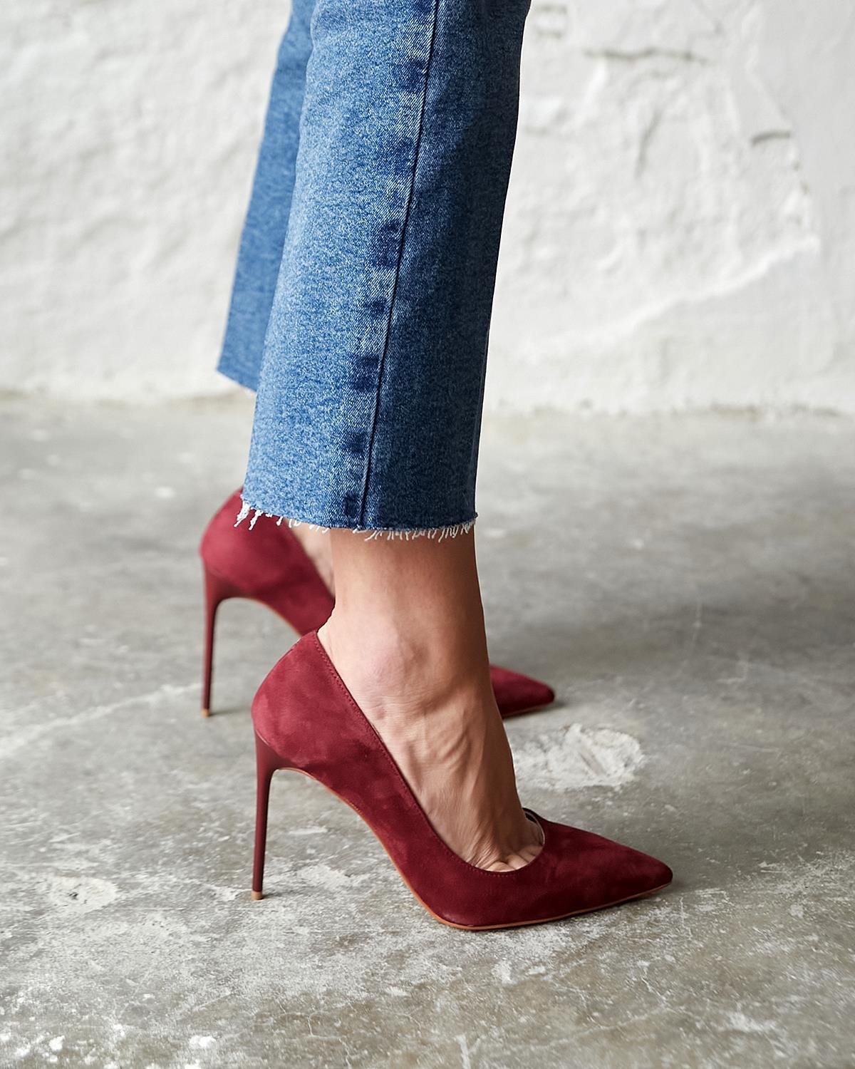 MİTTA 10 CM BORDO SÜET STİLETTO