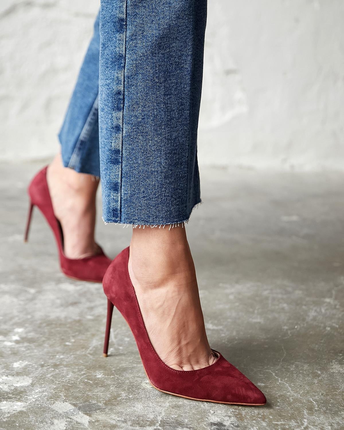 MİTTA 10 CM BORDO SÜET STİLETTO