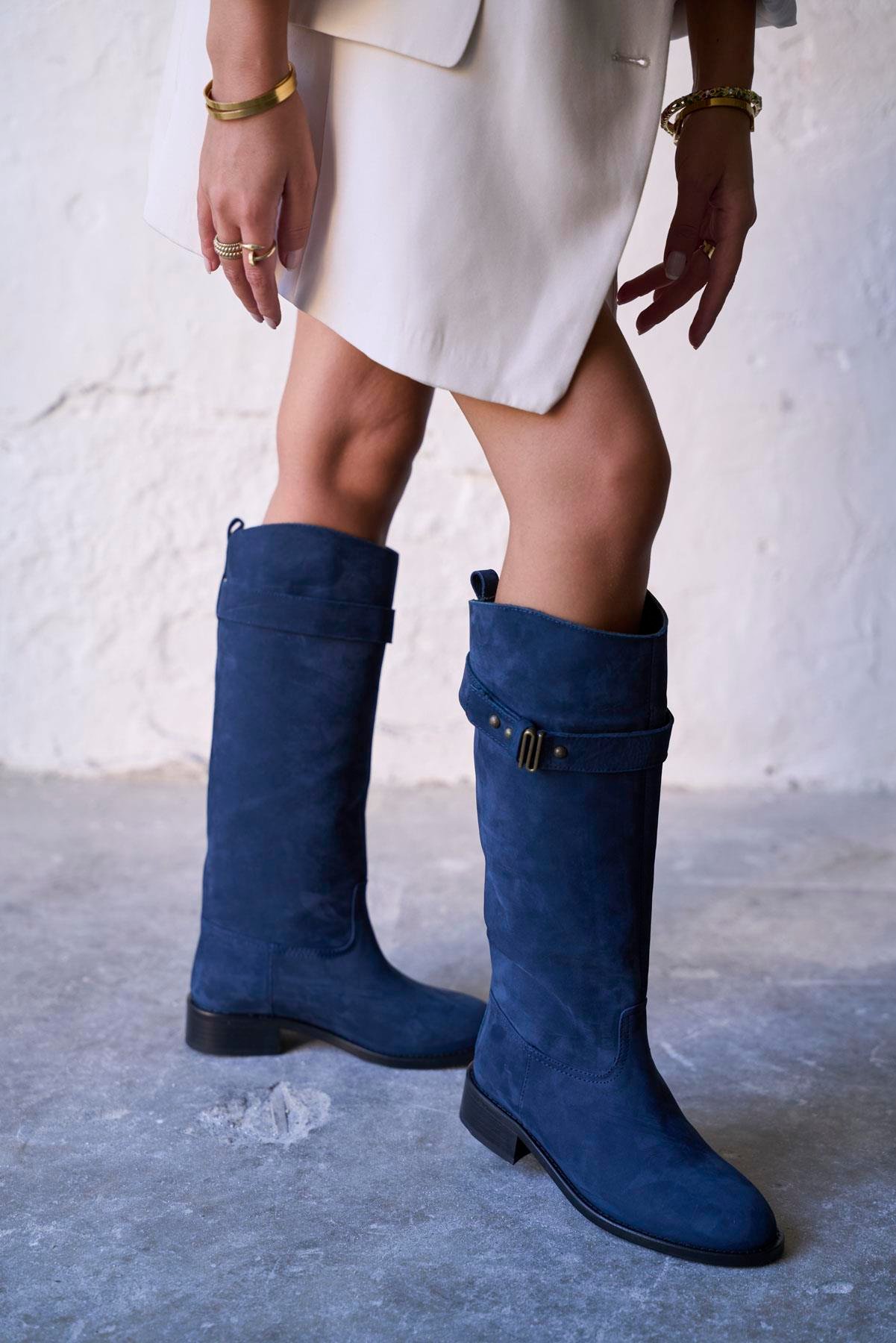 MODLİNG LACİVERT SÜET ÇİZME