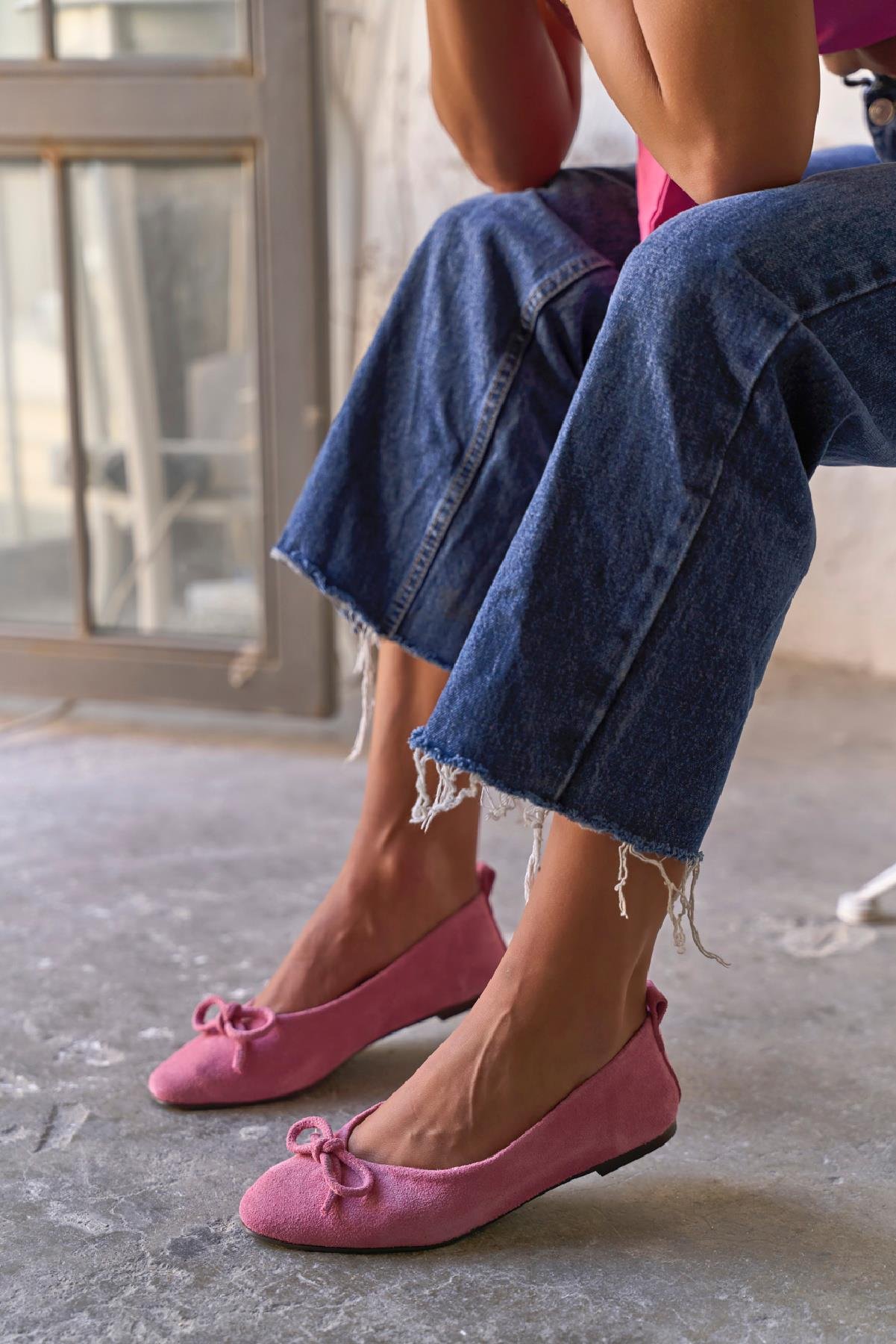 PİGGY PEMBE SÜET BABET