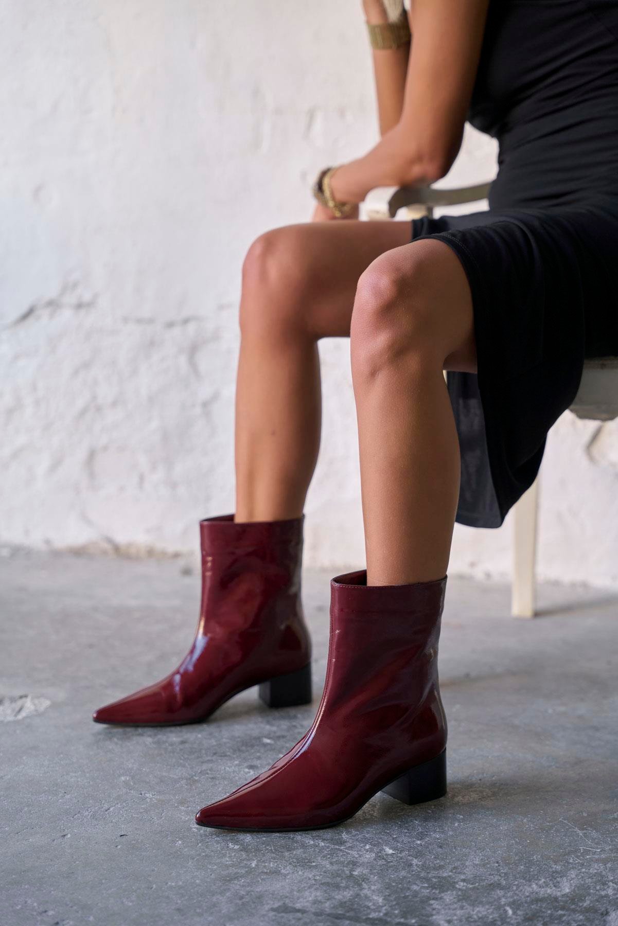 PİNOLS BORDO RUGAN TOPUKLU BOT