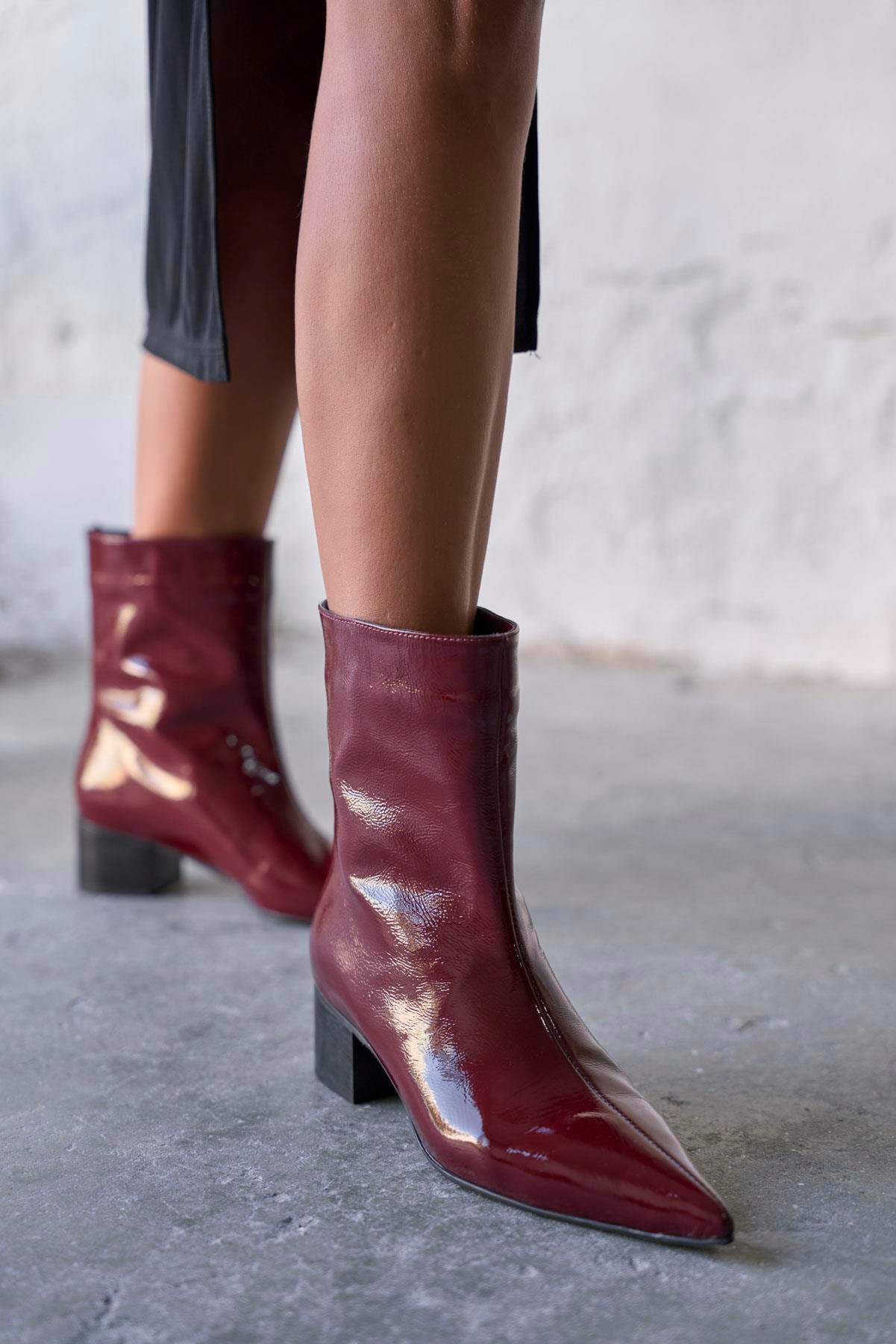 PİNOLS BORDO RUGAN TOPUKLU BOT