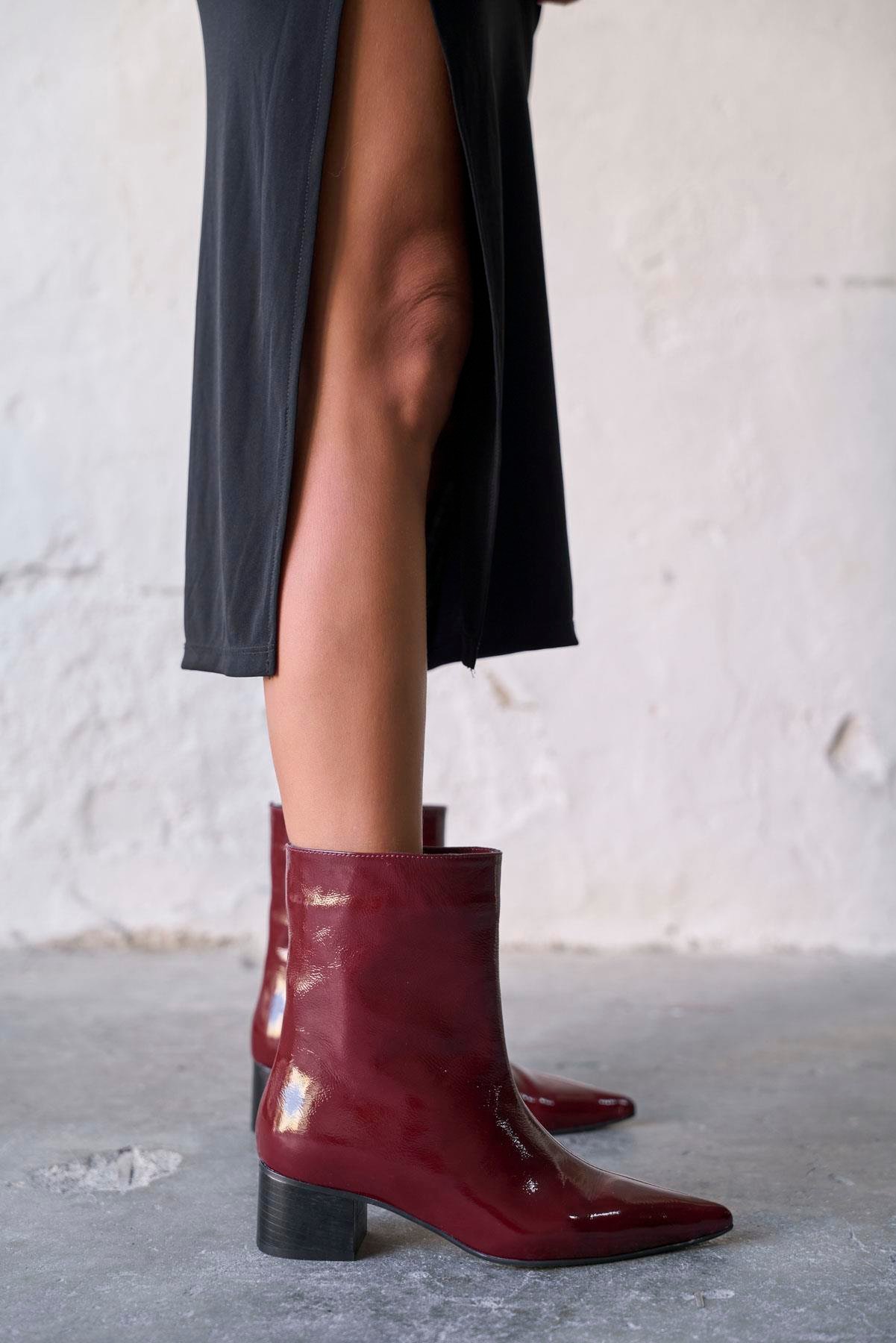 PİNOLS BORDO RUGAN TOPUKLU BOT