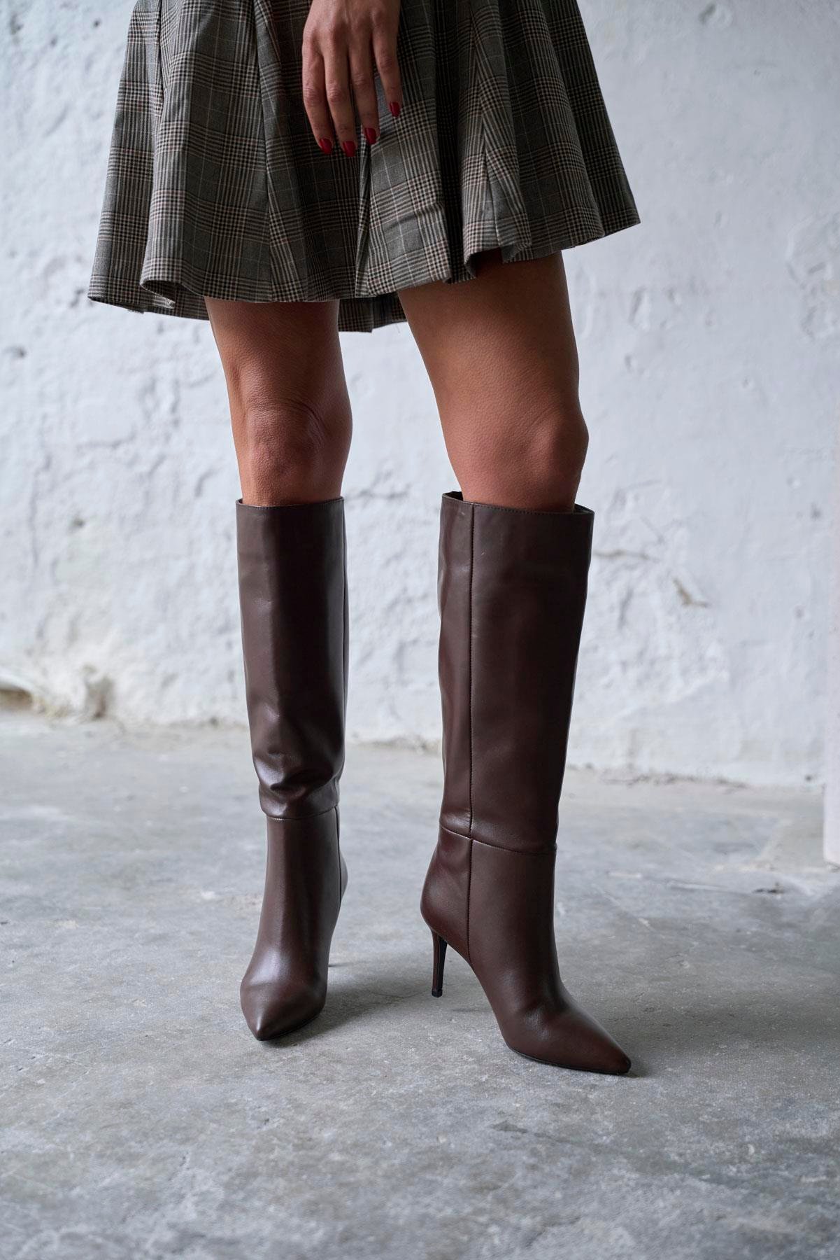 PİQUE KAHVE DERİ ÇİZME