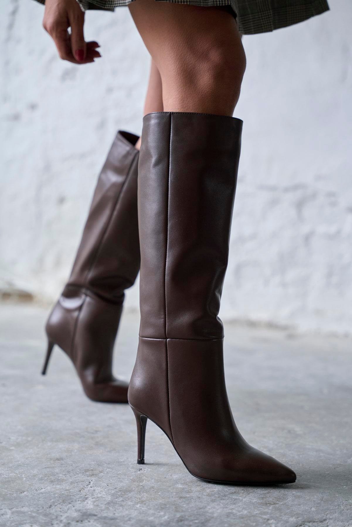 PİQUE KAHVE DERİ ÇİZME