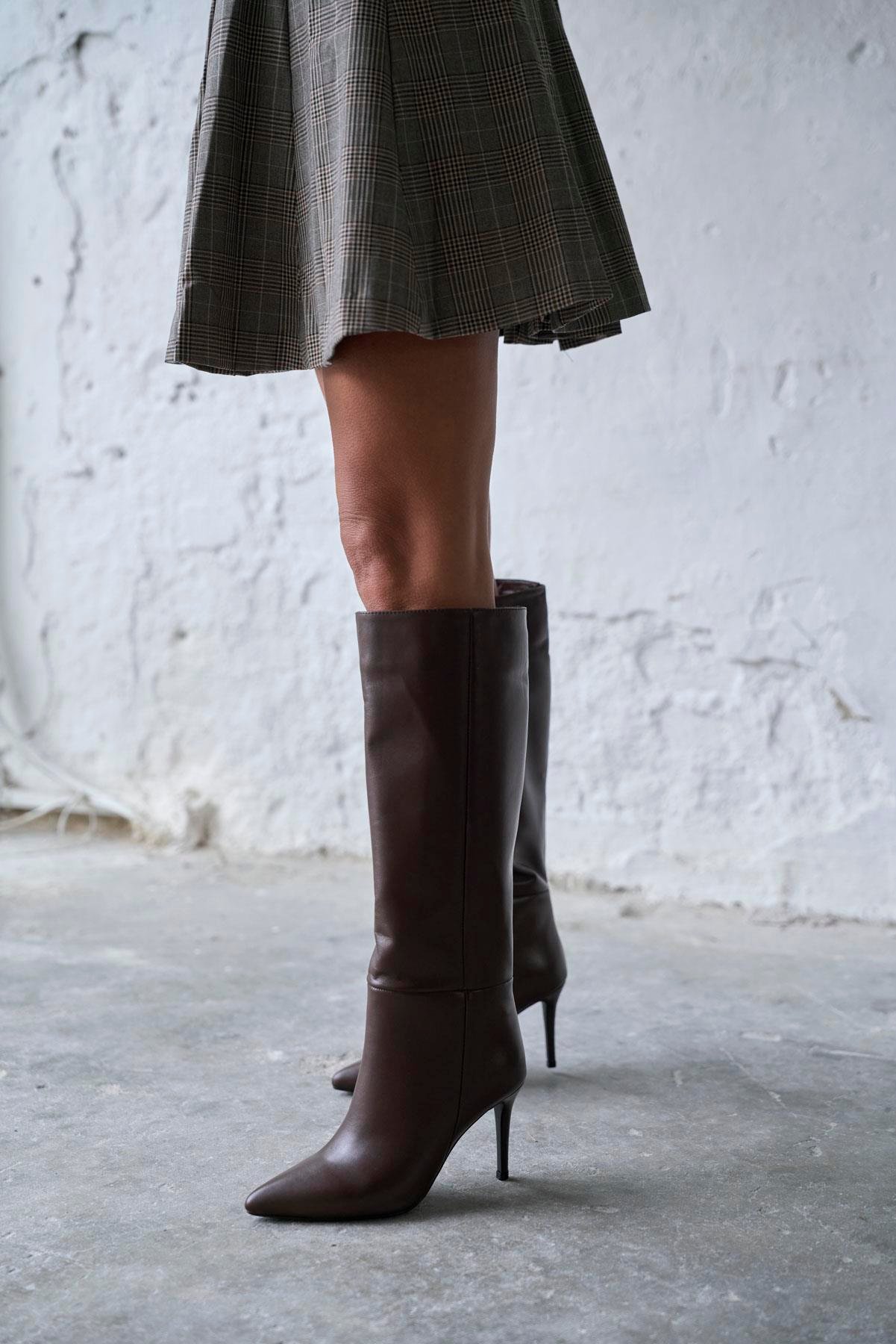 PİQUE KAHVE DERİ ÇİZME