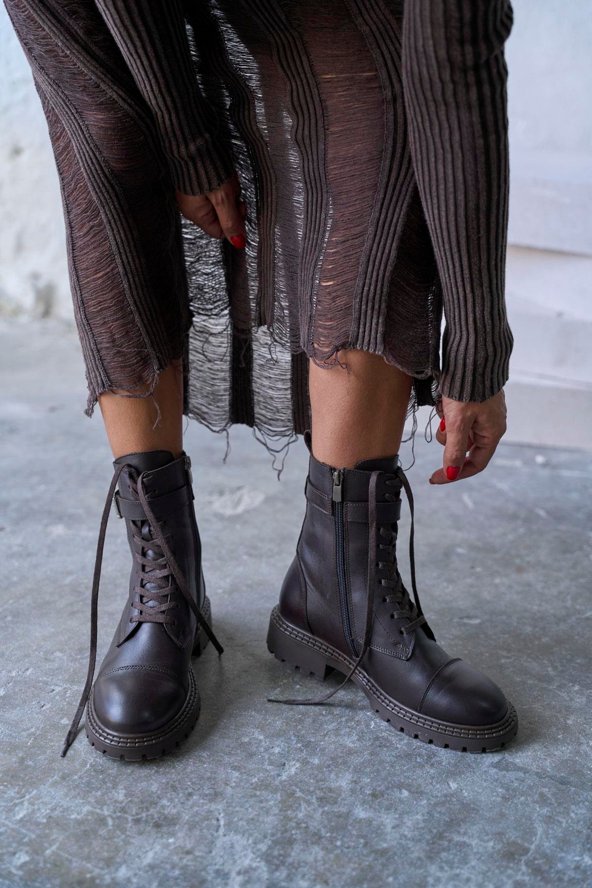 PLONES KAHVE DERİ BOT