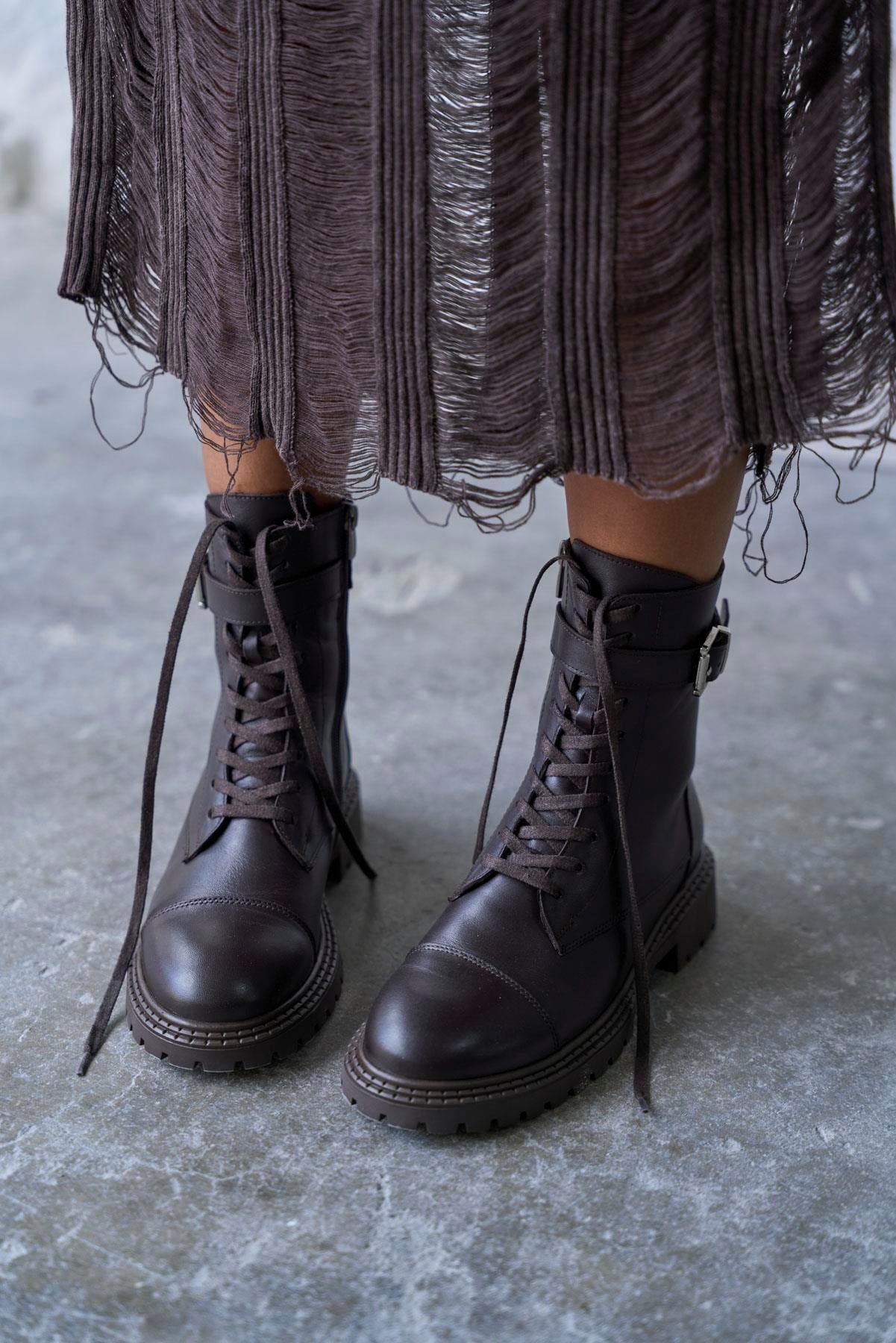 PLONES KAHVE DERİ BOT