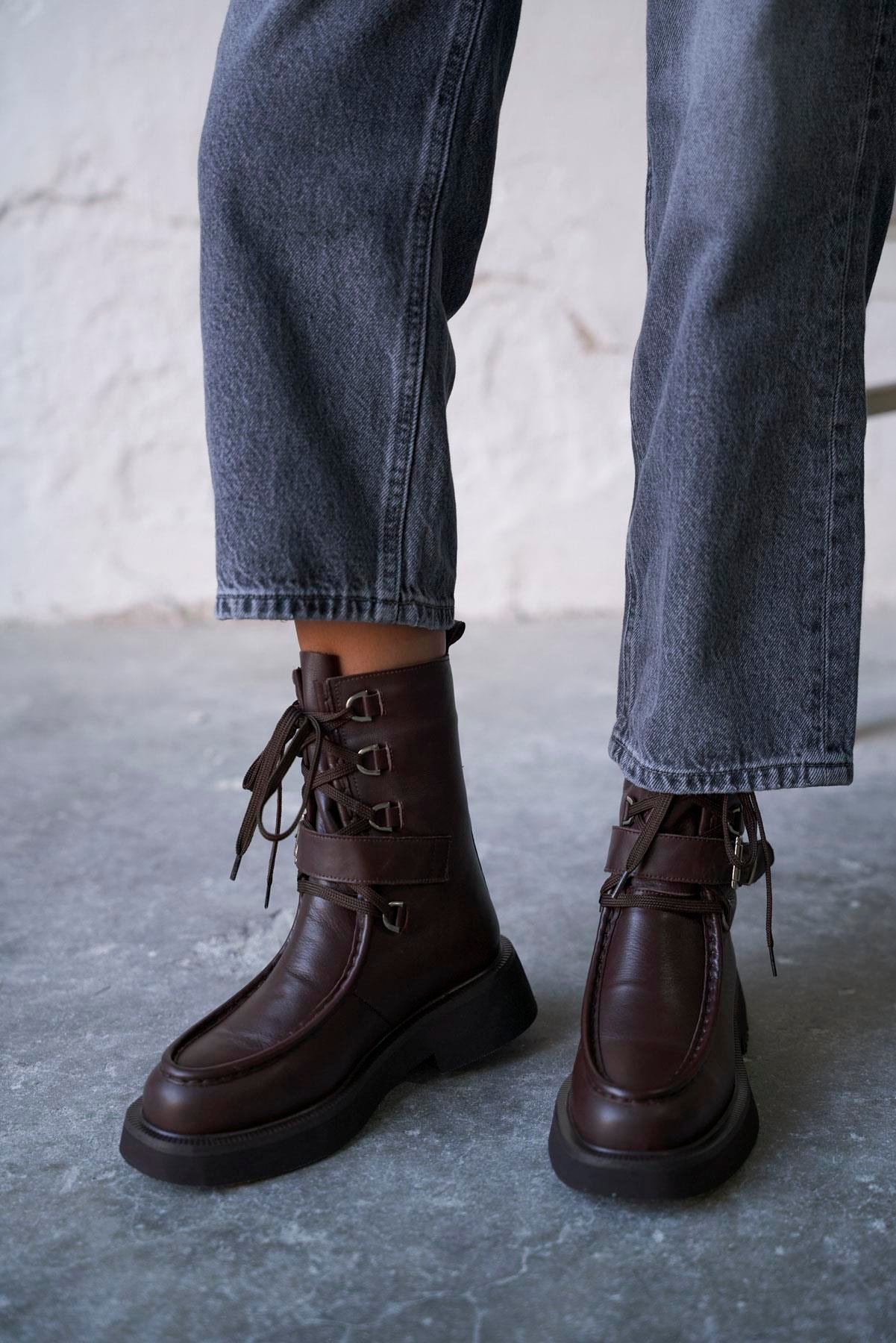 ROSVİEN KAHVE DERİ BOT