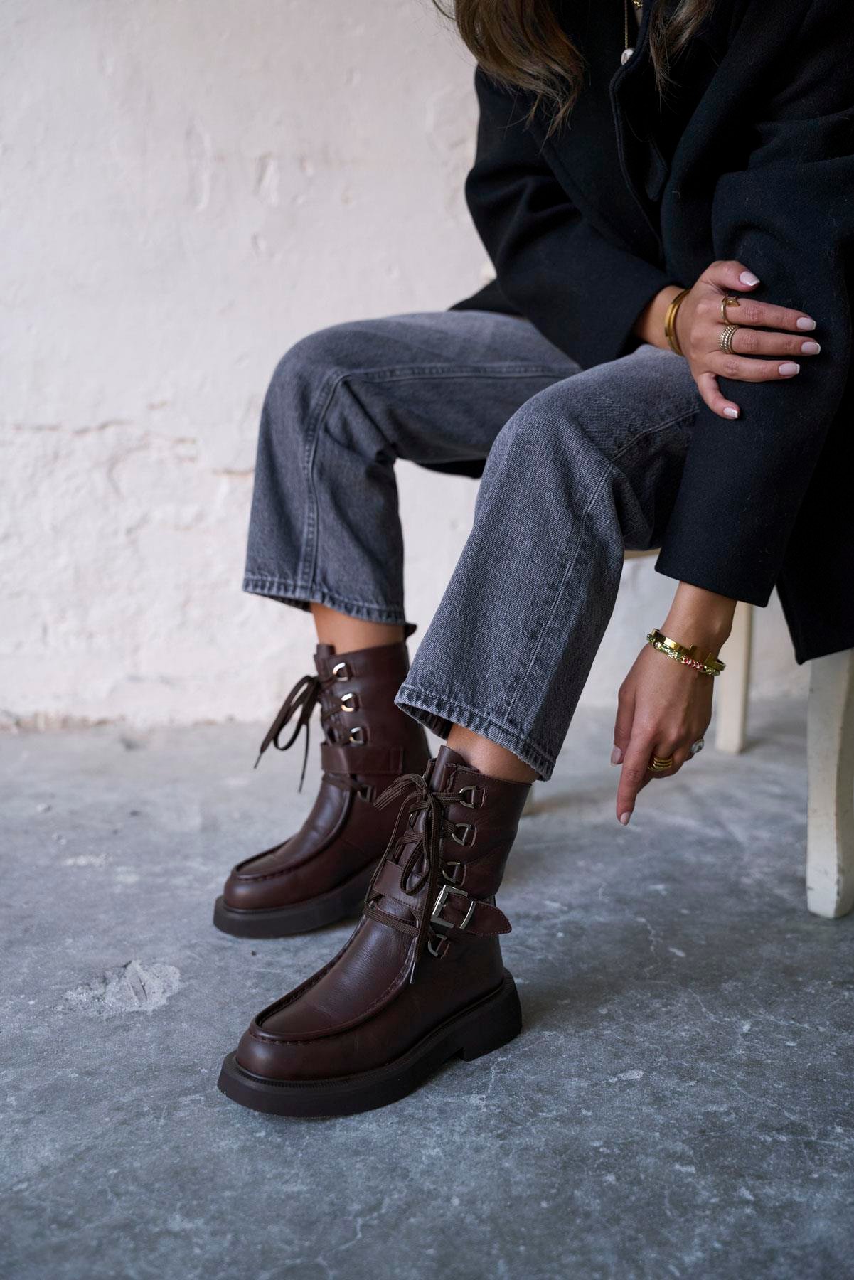 ROSVİEN KAHVE DERİ BOT