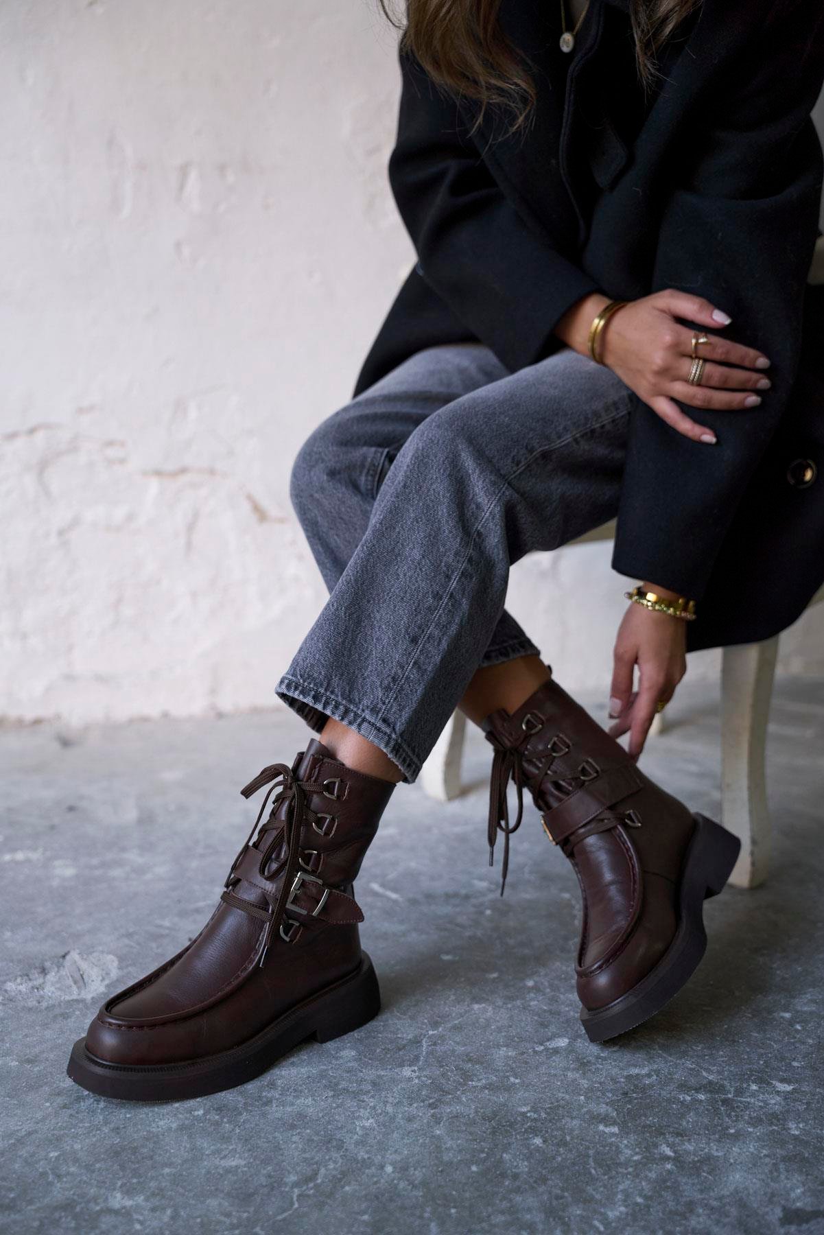 ROSVİEN KAHVE DERİ BOT