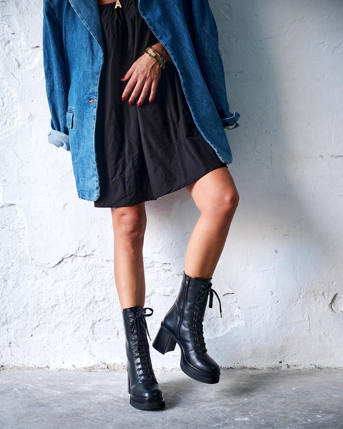 ROWE SİYAH DERİ TOPUKLU BOT