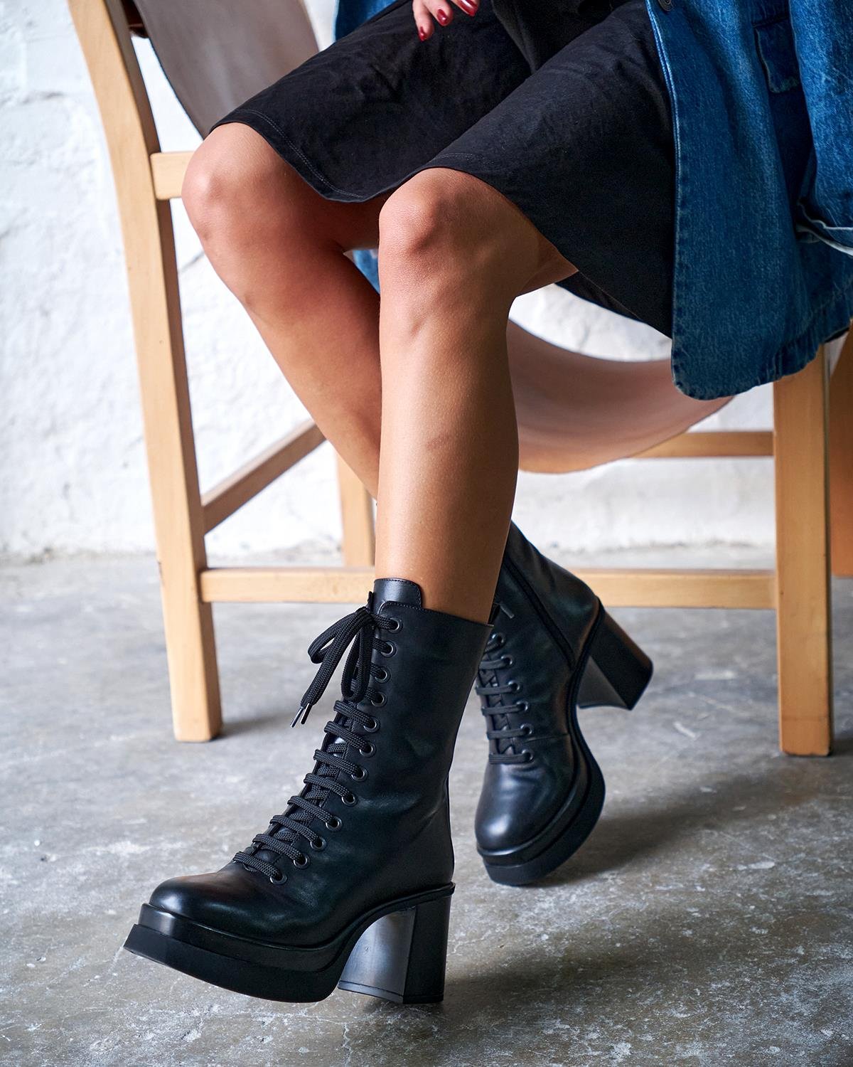 ROWE SİYAH DERİ TOPUKLU BOT