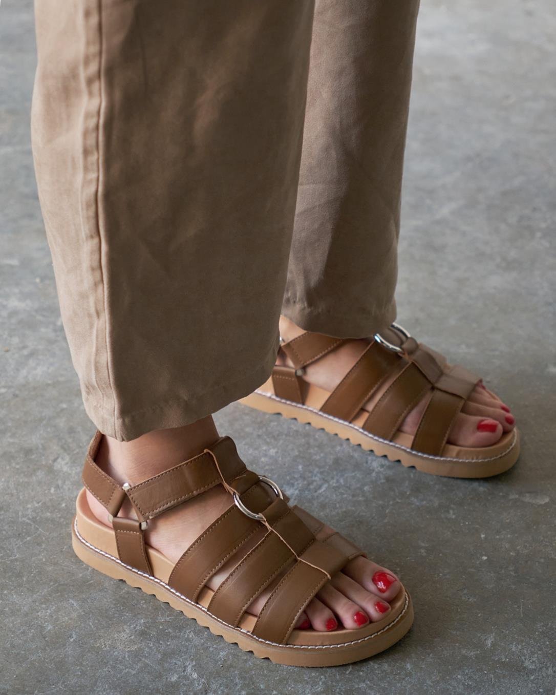 ROYS KAHVE DERİ SANDALET