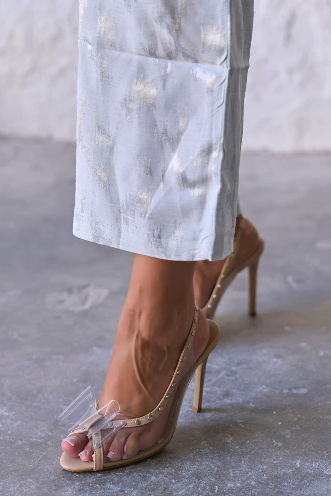 SANGU NUDE ŞEFFAF TOPUKLU AYAKKABI 