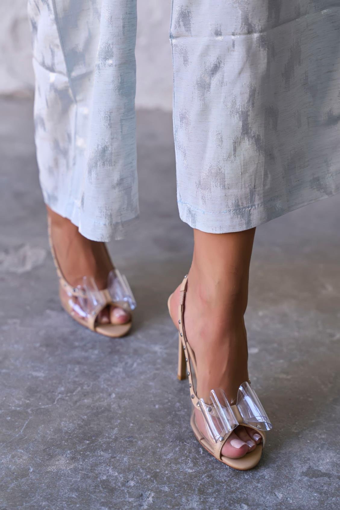 SANGU NUDE ŞEFFAF TOPUKLU AYAKKABI 