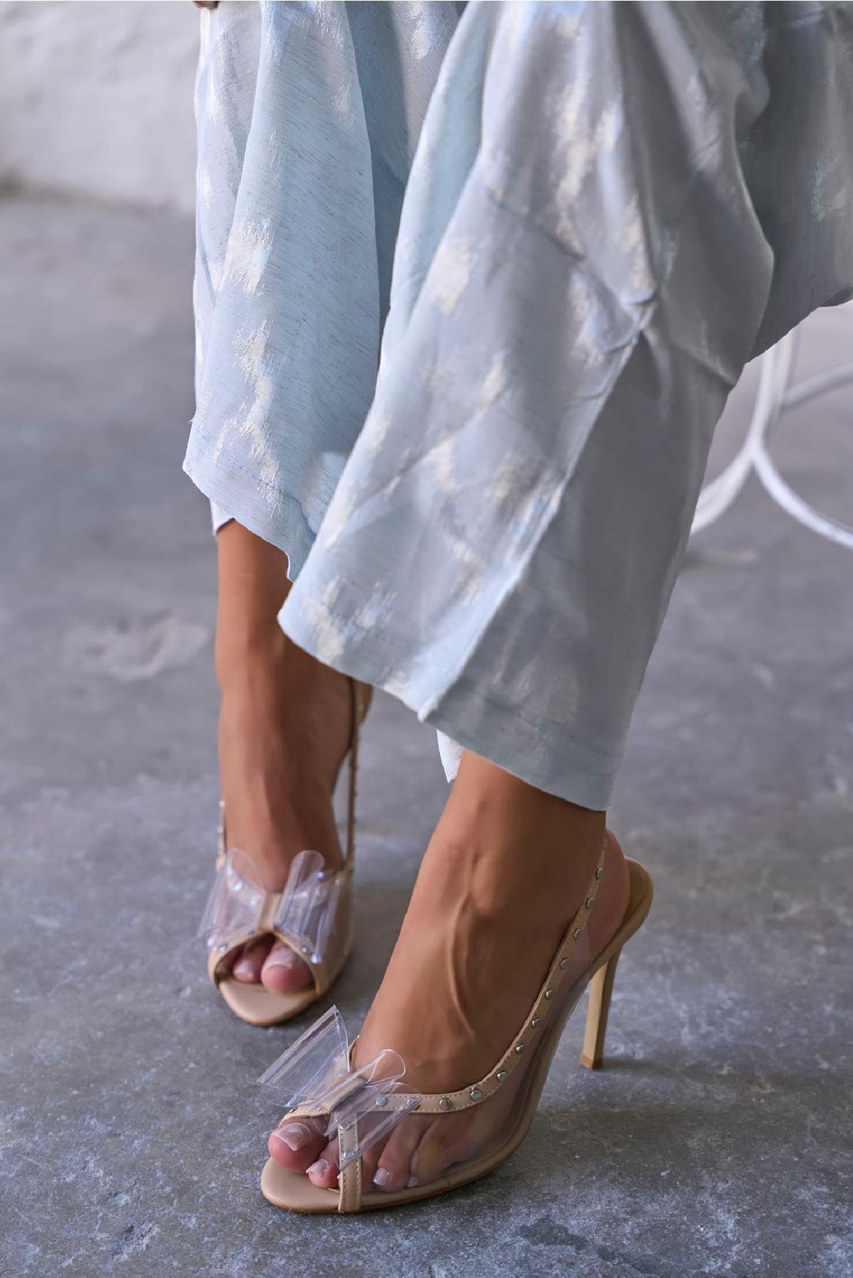 SANGU NUDE ŞEFFAF TOPUKLU AYAKKABI 