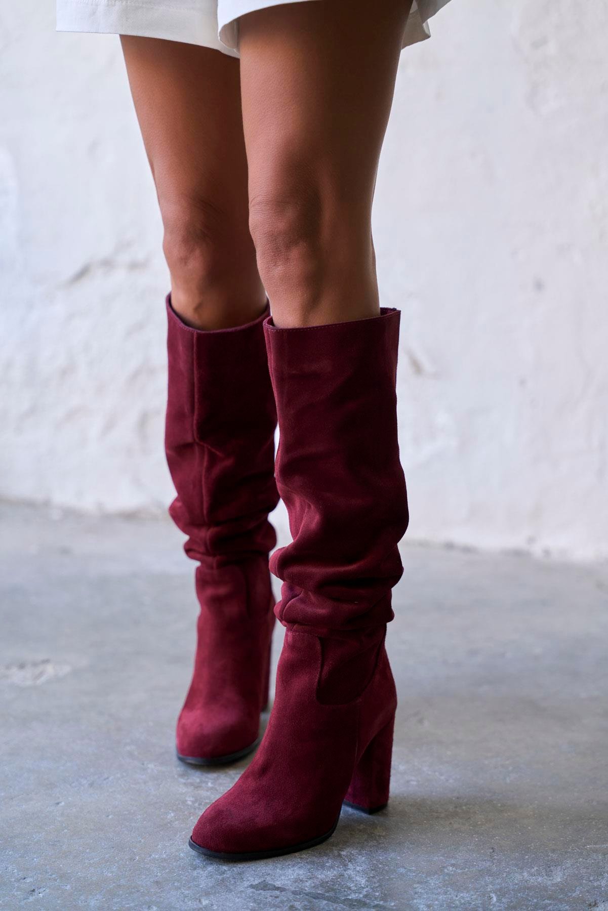 SİENTO BORDO SÜET ÇİZME