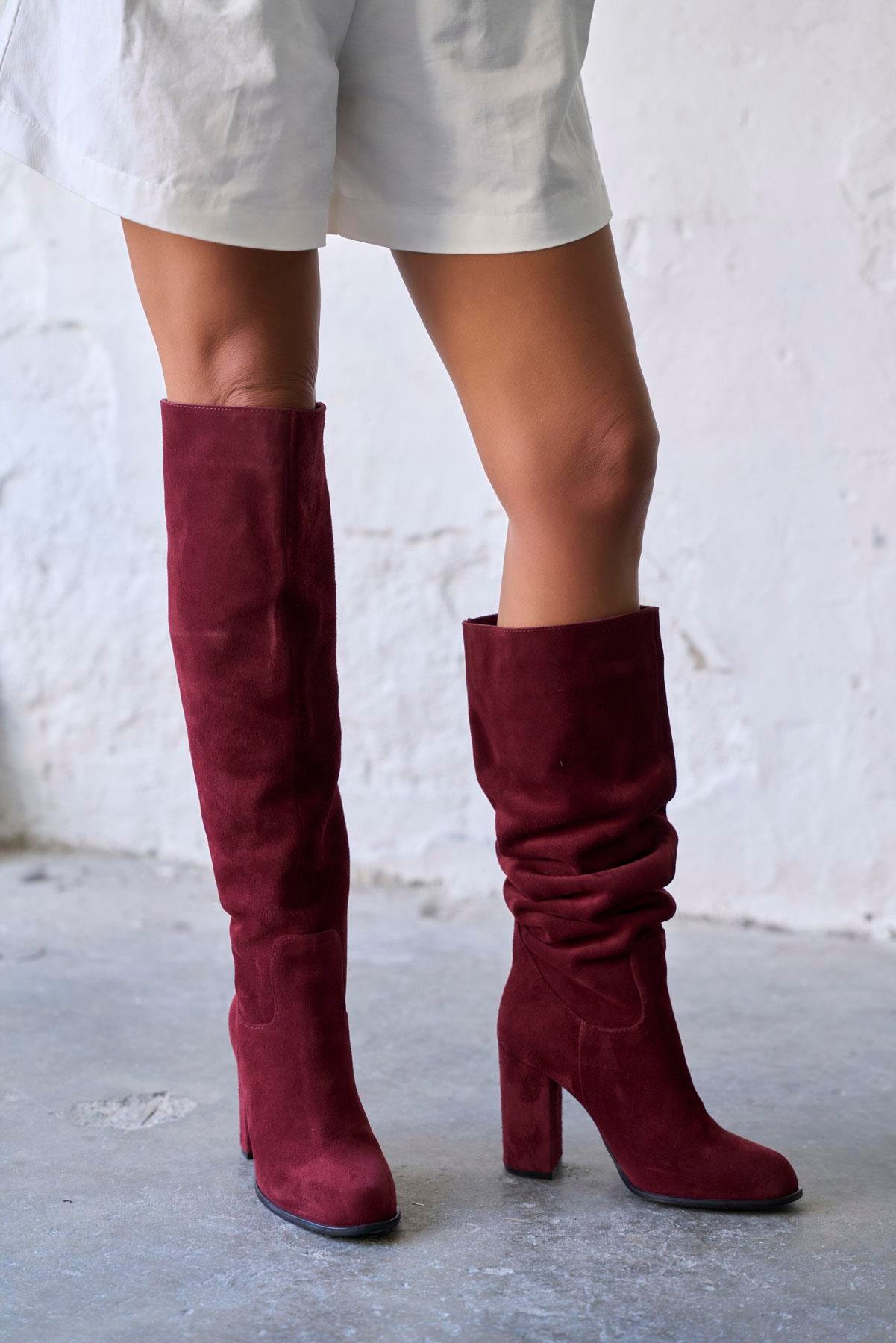 SİENTO BORDO SÜET ÇİZME