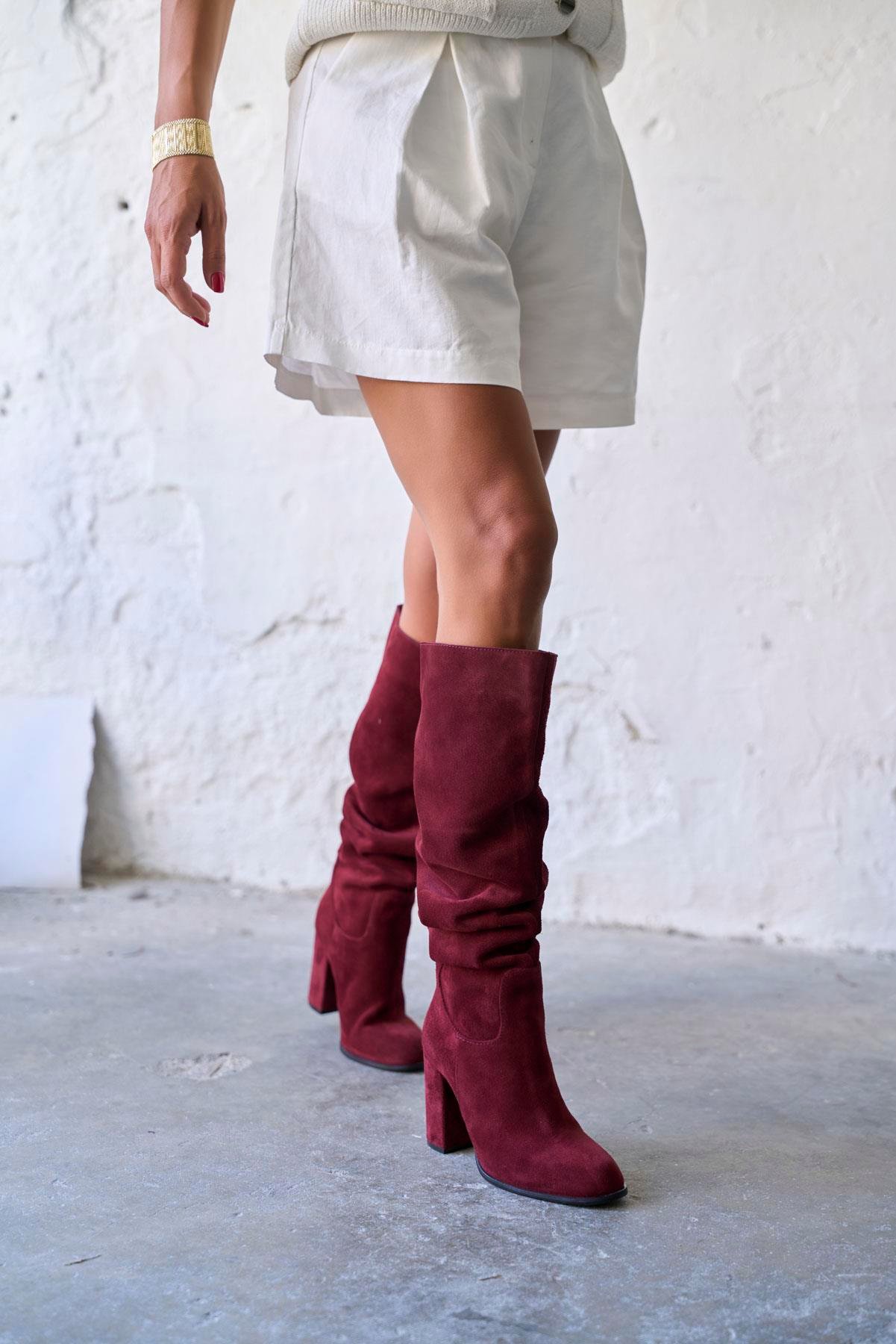 SİENTO BORDO SÜET ÇİZME