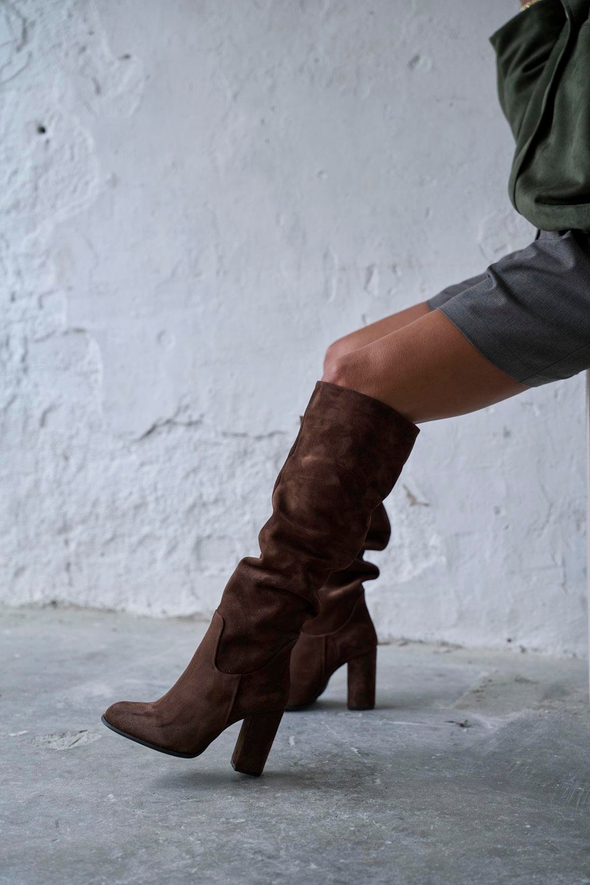 SİENTO KAHVE SÜET ÇİZME