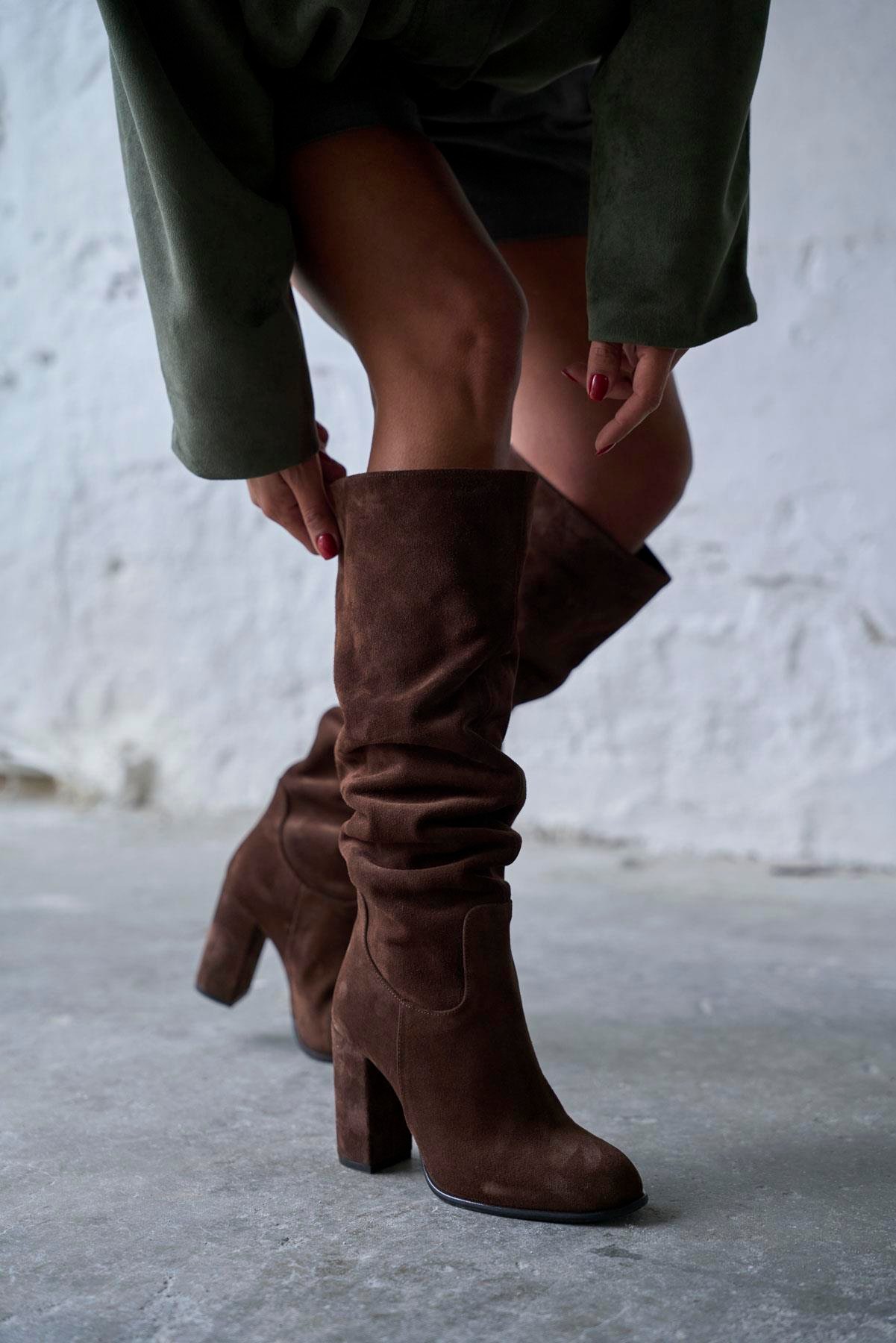 SİENTO KAHVE SÜET ÇİZME