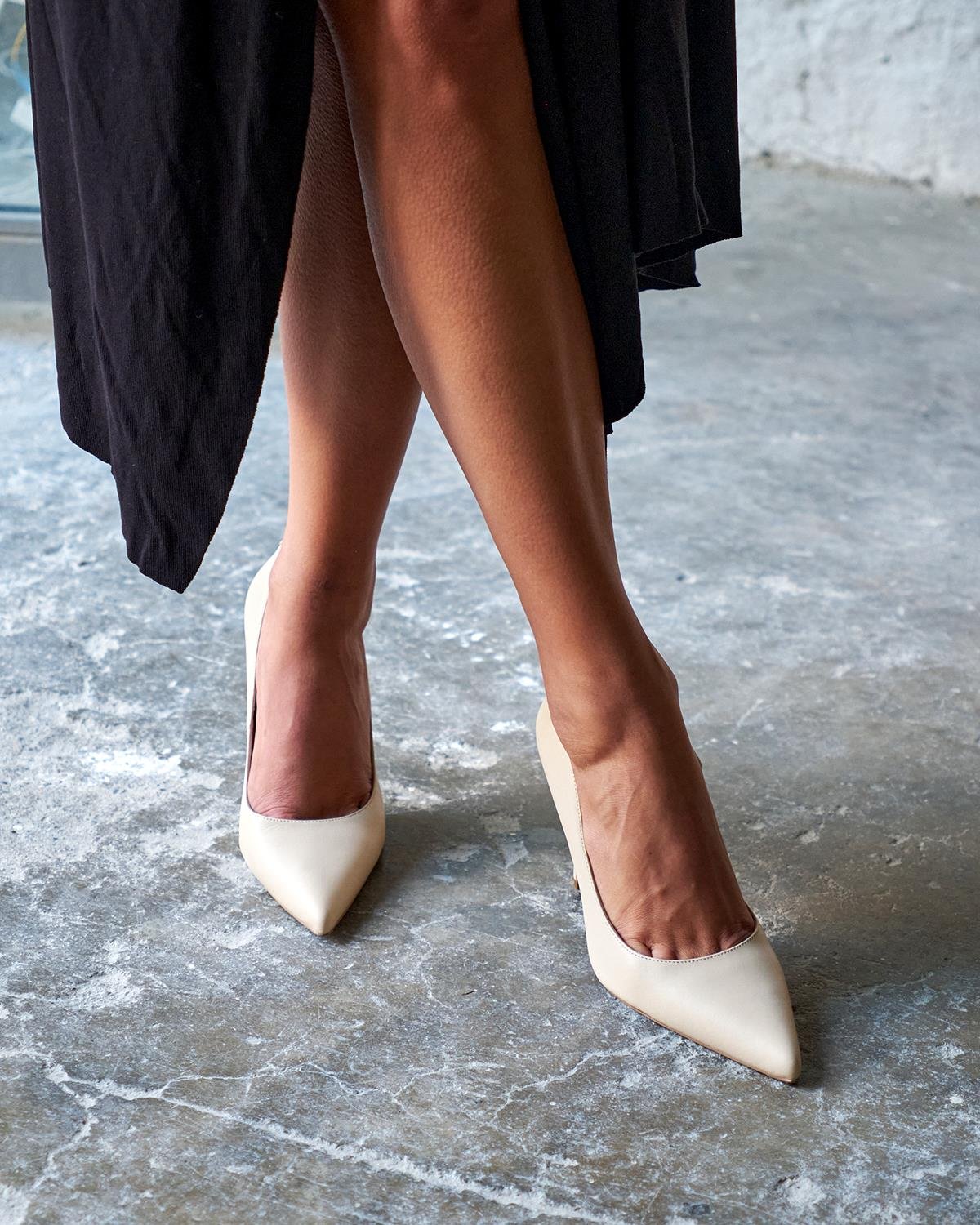 SİSTA 10 CM BEJ DERİ STİLETTO 