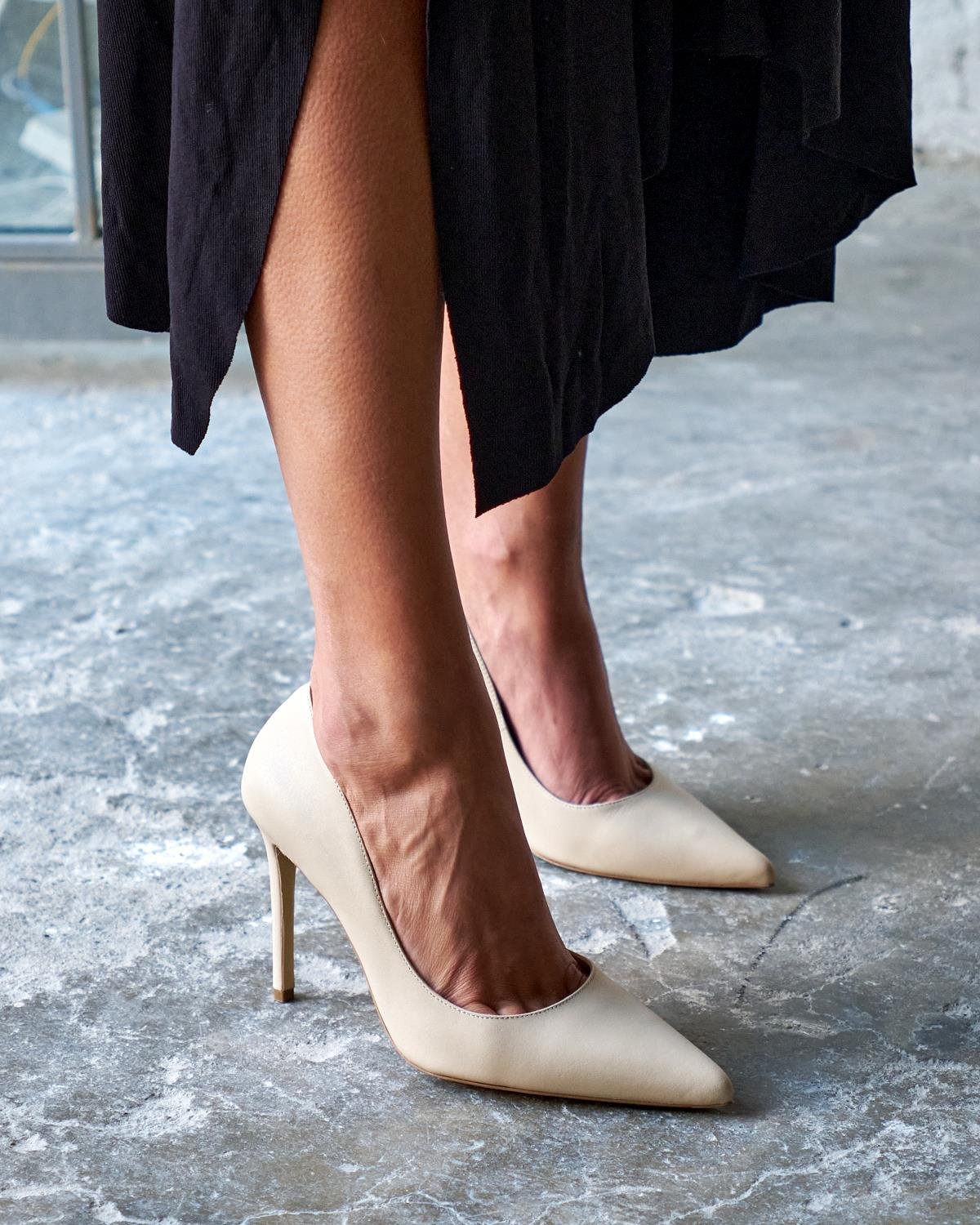 SİSTA 10 CM BEJ DERİ STİLETTO 