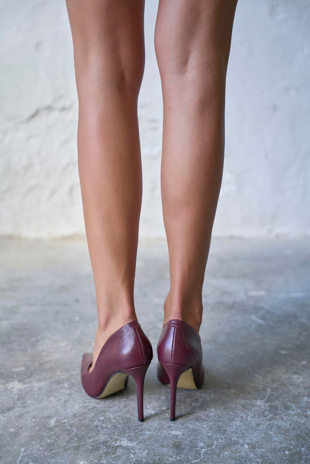 SİSTA 10 CM BORDO DERİ STİLETTO