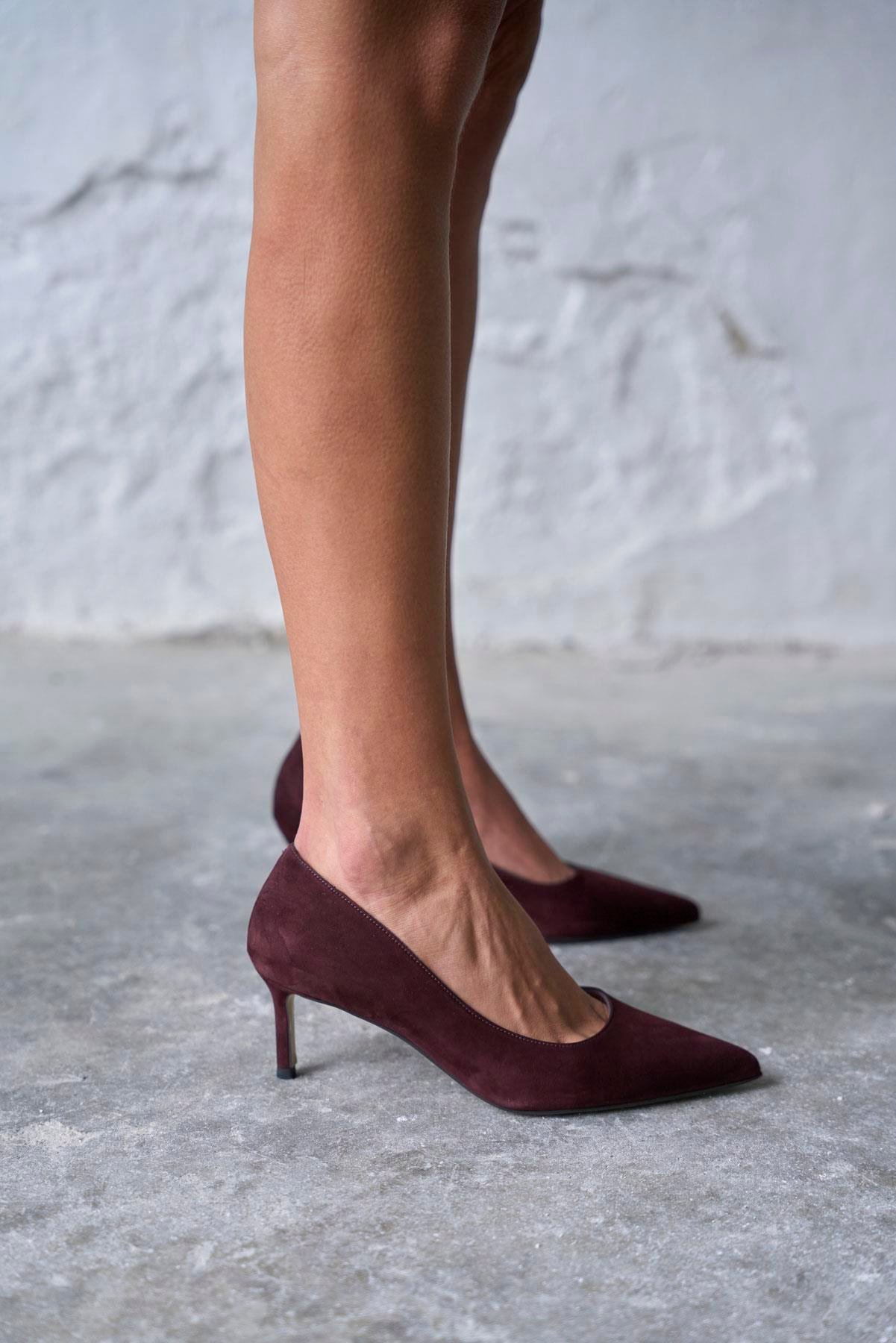 SİSTA 5 CM BORDO SÜET STİLETTO