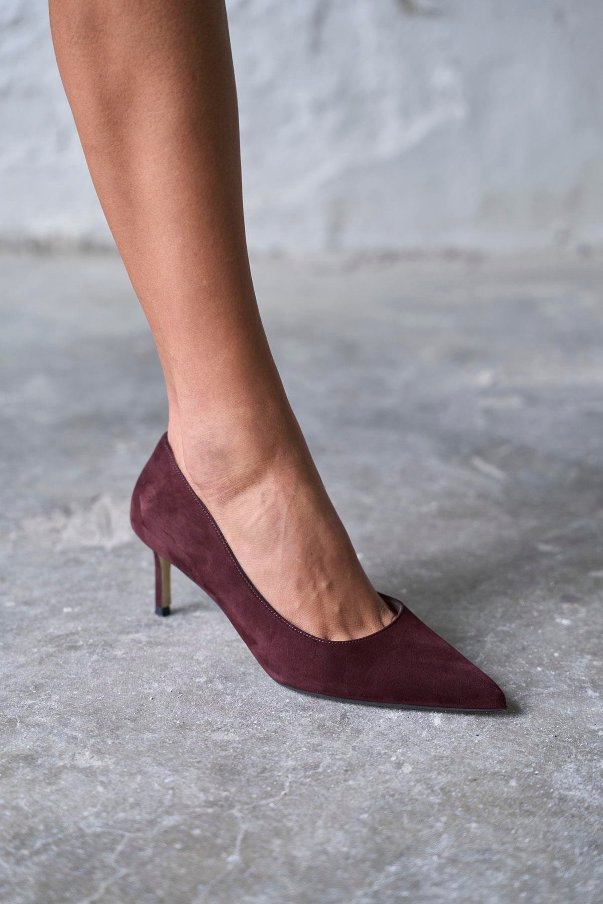 SİSTA 5 CM BORDO SÜET STİLETTO