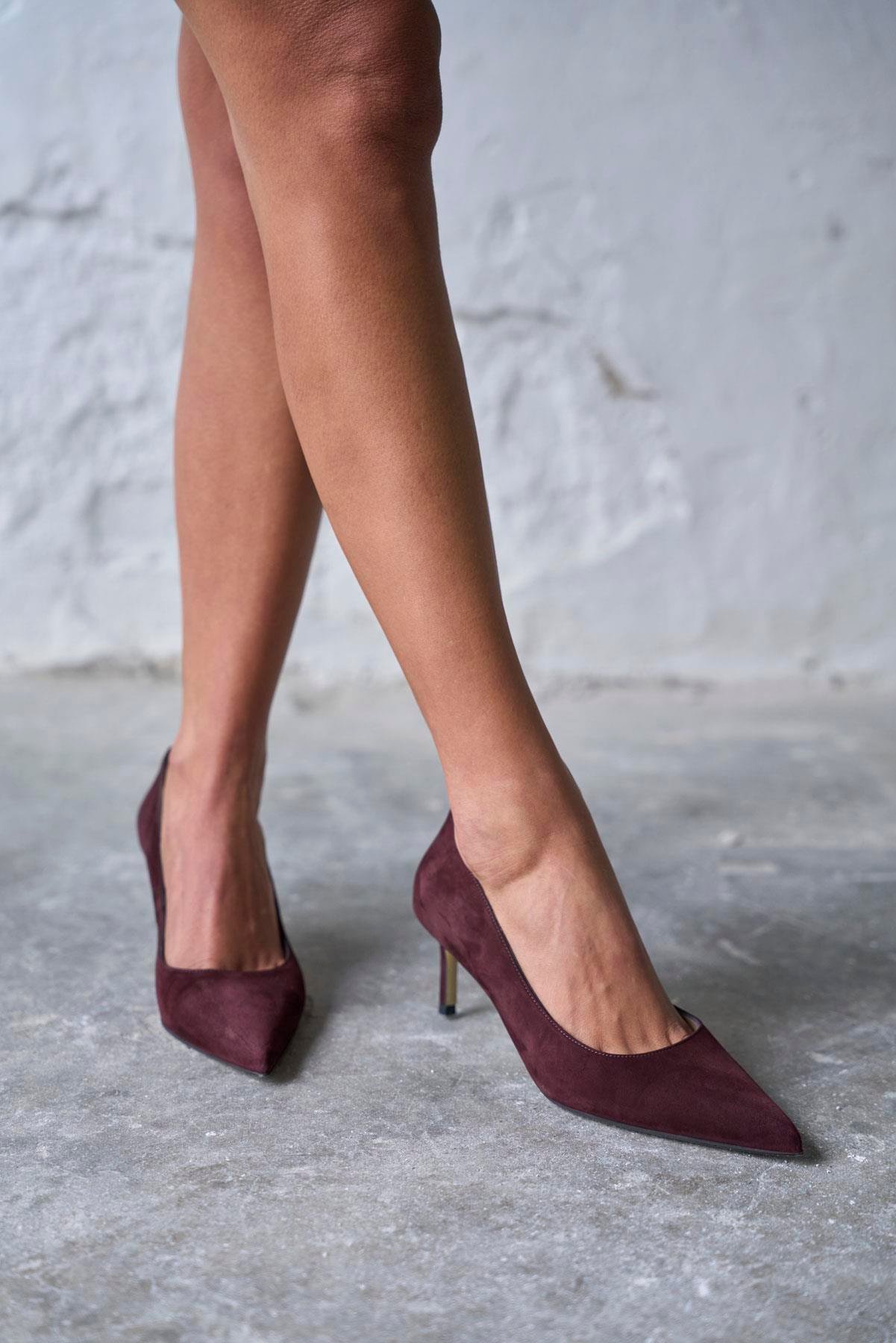 SİSTA 5 CM BORDO SÜET STİLETTO