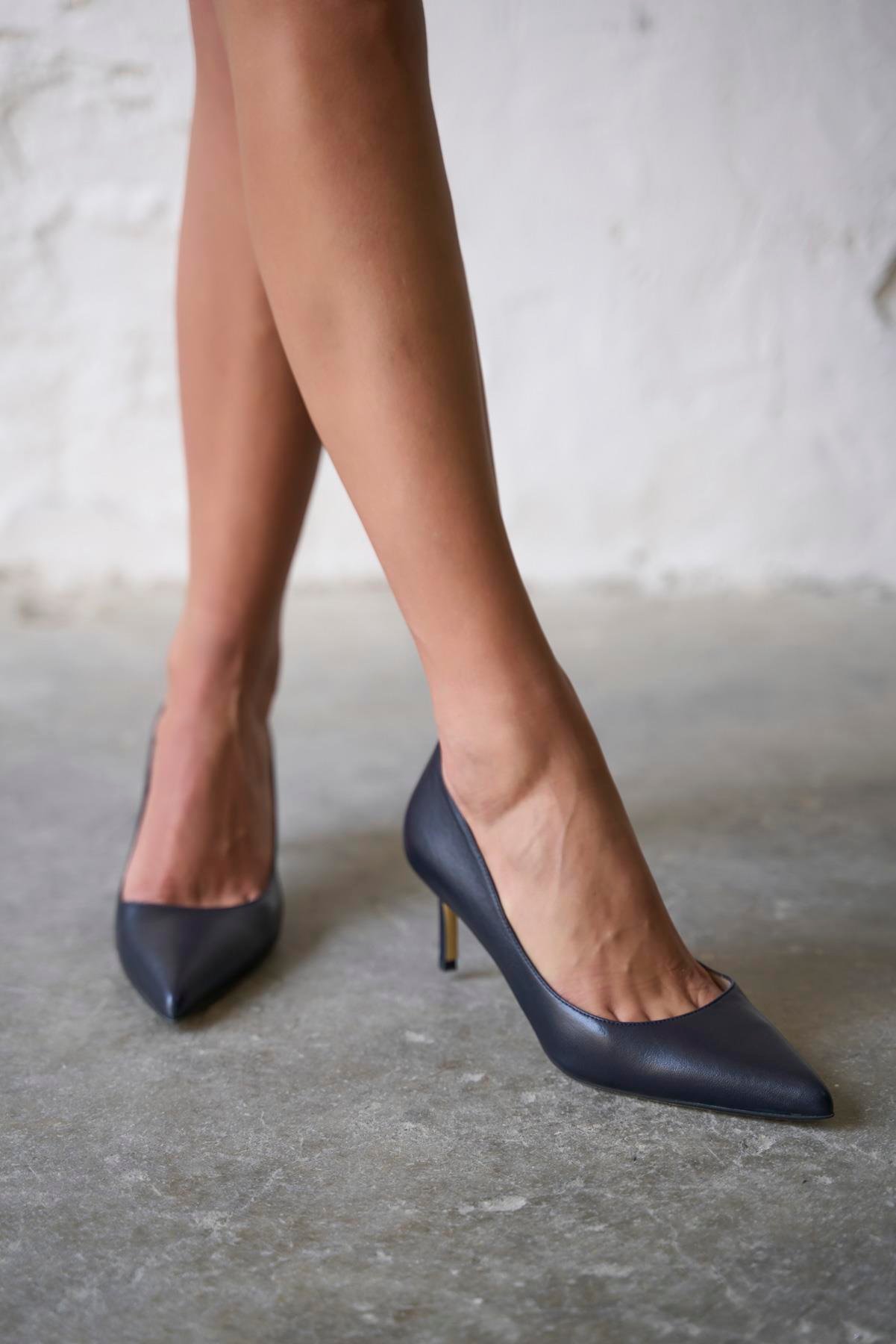 SİSTA 5 CM LACİVERT DERİ STİLETTO