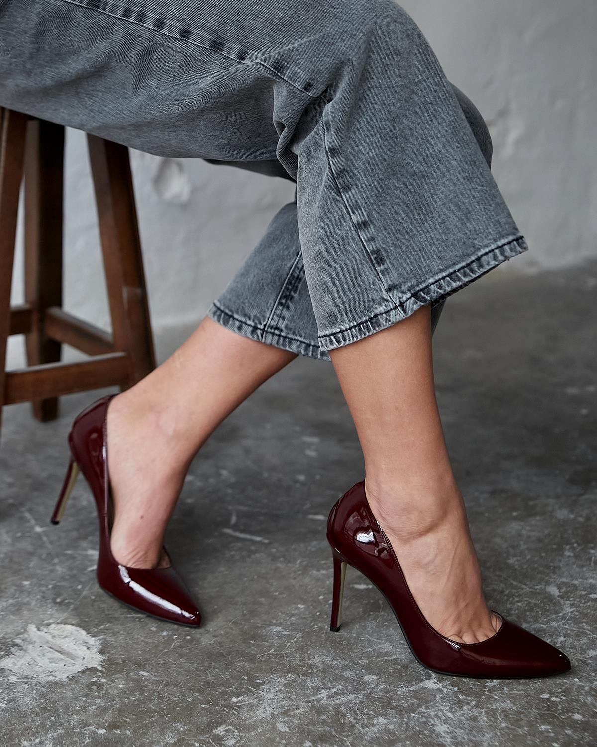 SİTY 10 CM BORDO RUGAN STİLETTO