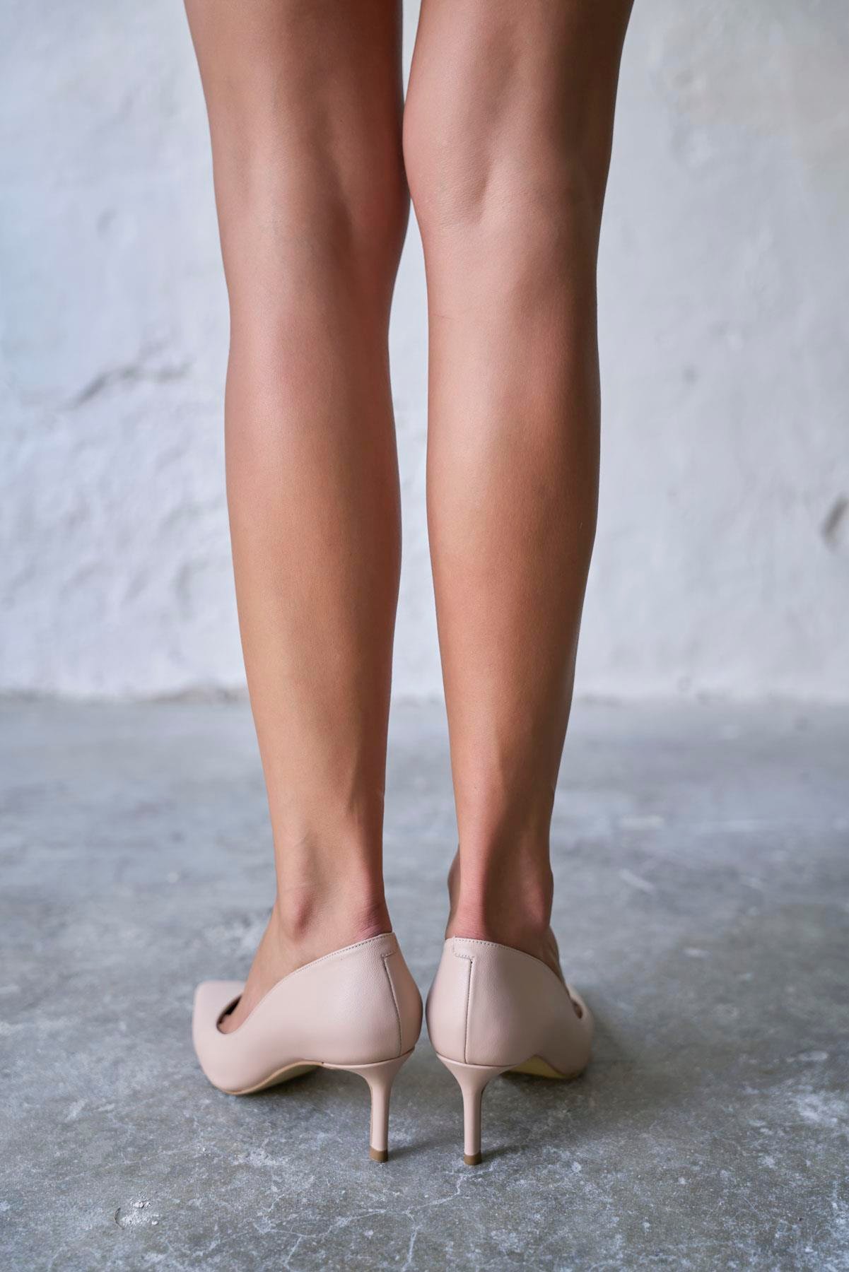 SİTY 5 CM NUDE DERİ STİLETTO