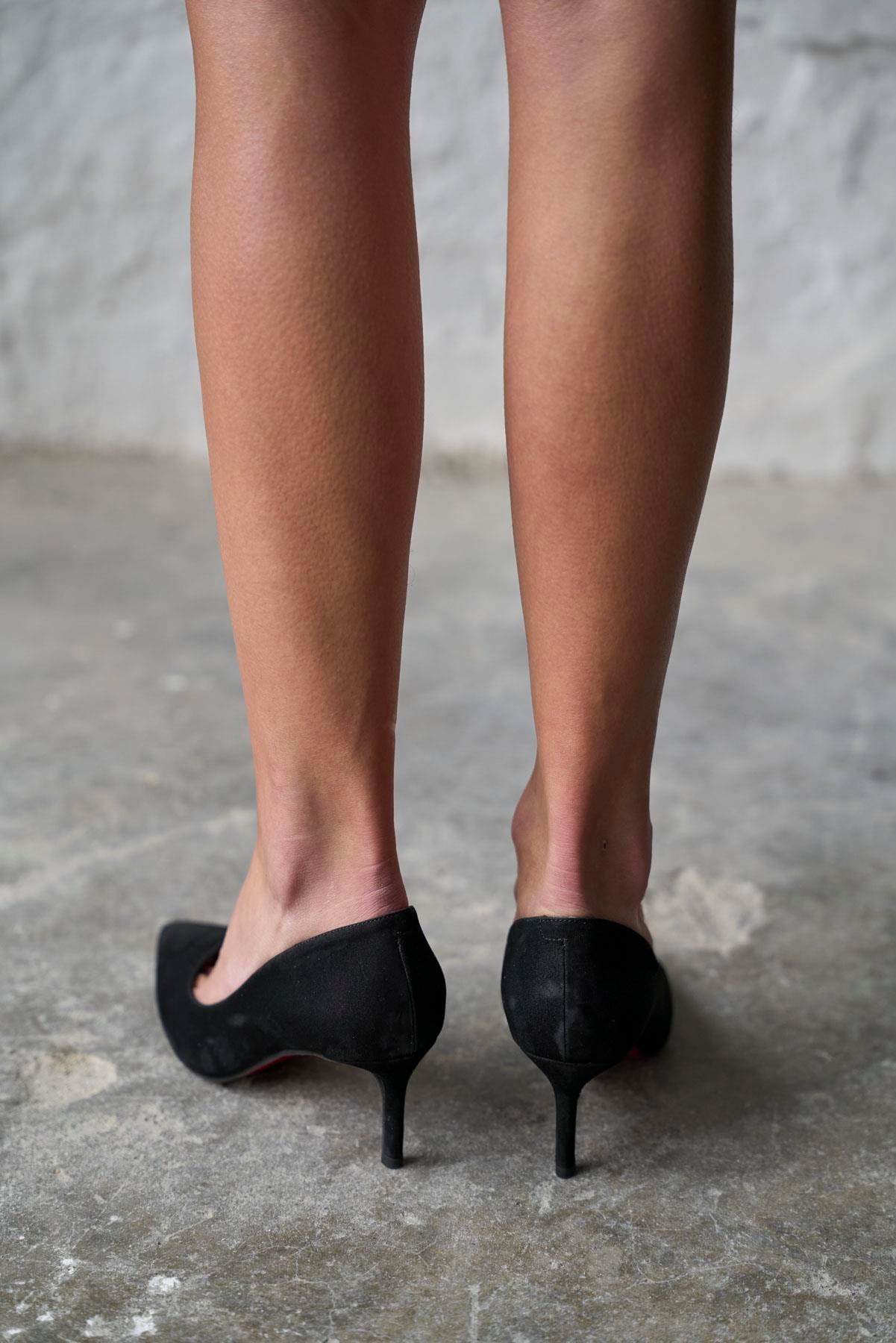 SİTY 5 CM SİYAH SÜET STİLETTO