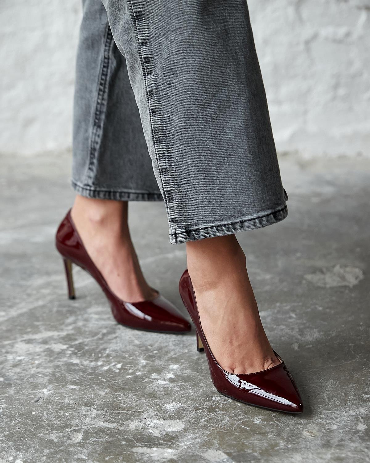 SİTY 8 CM BORDO RUGAN STİLETTO