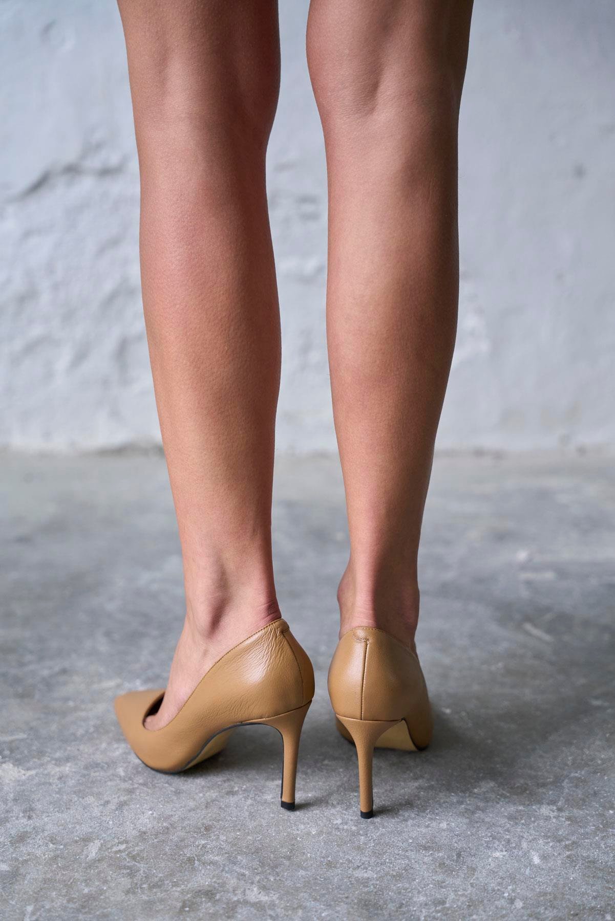 SİTY 8 CM TABA DERİ STİLETTO