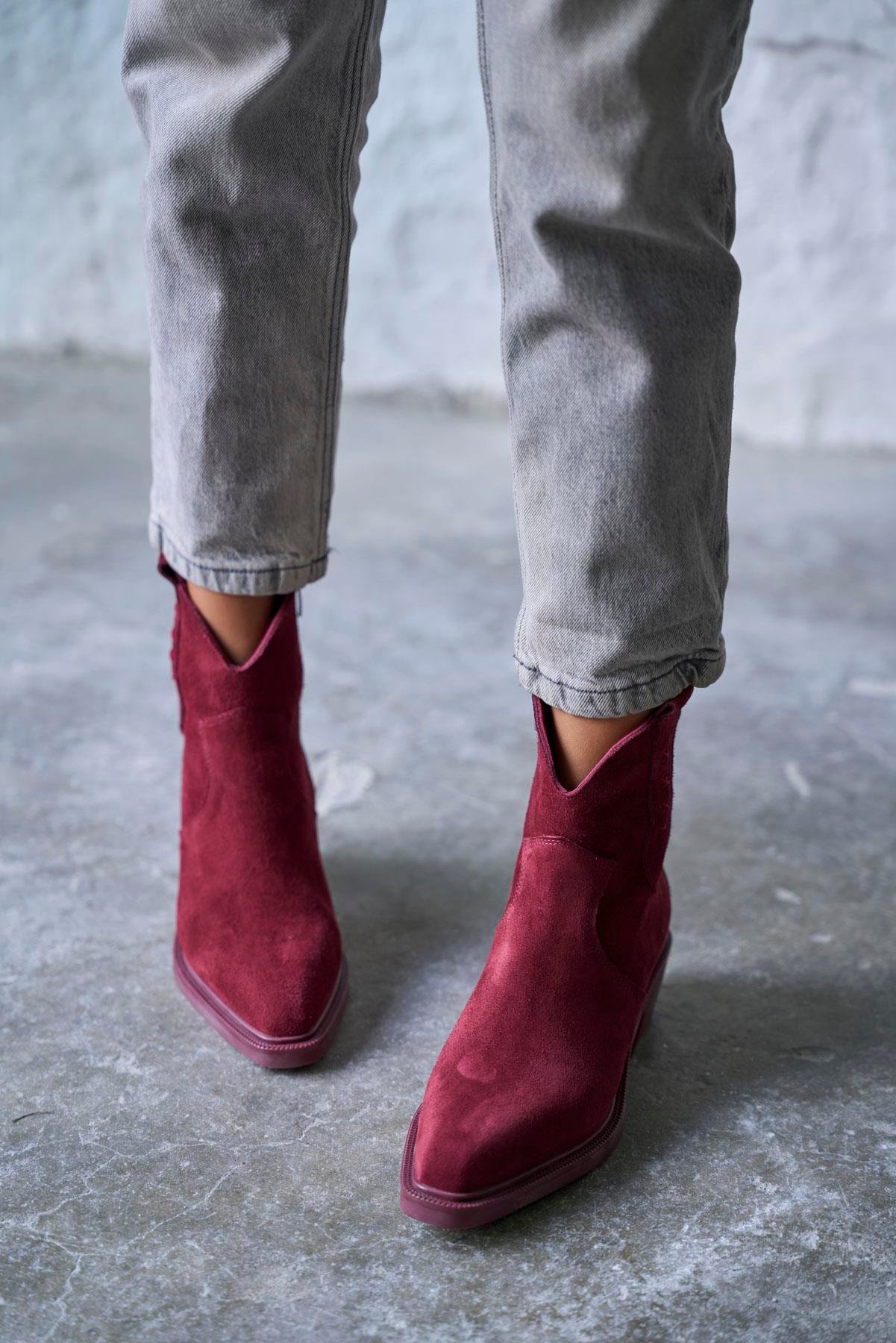 SNOWY BORDO SÜET KOVBOY BOT