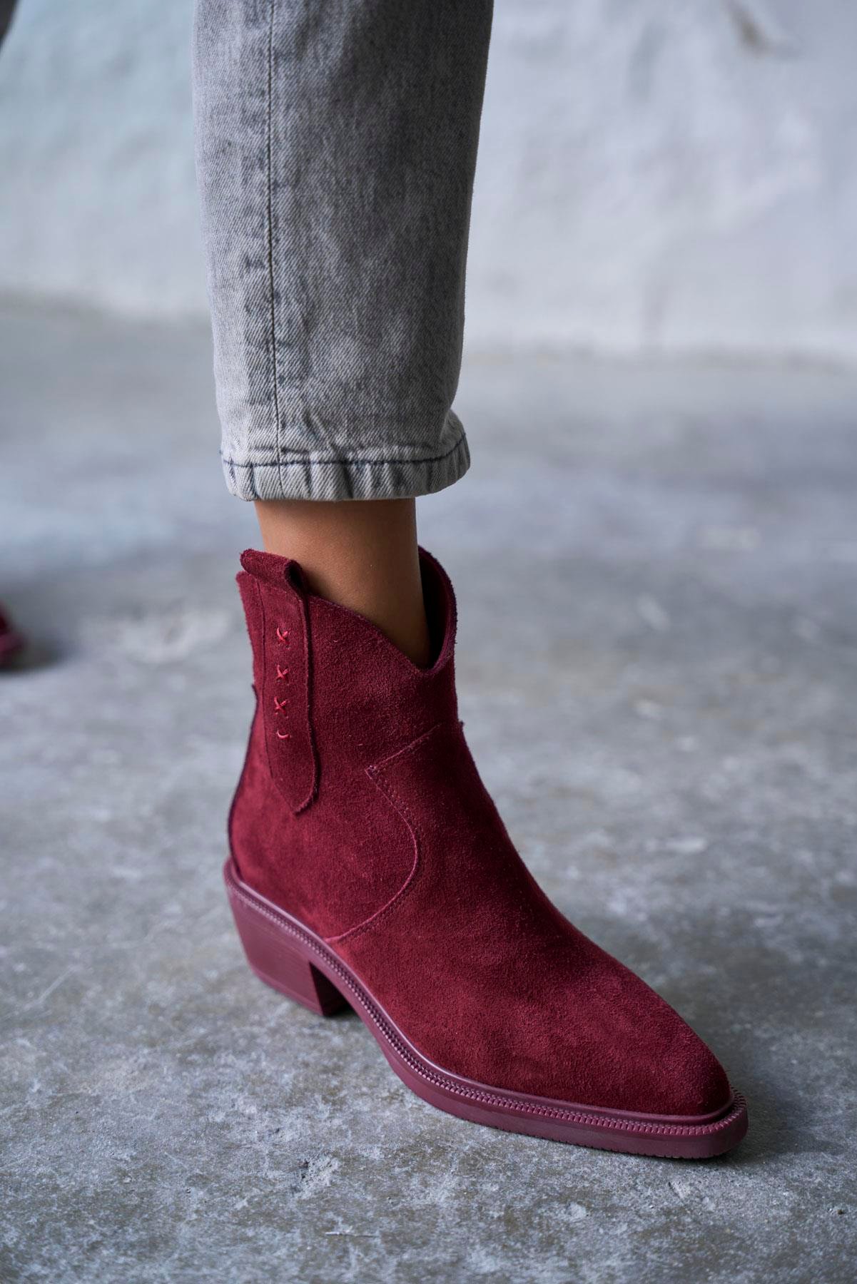 SNOWY BORDO SÜET KOVBOY BOT