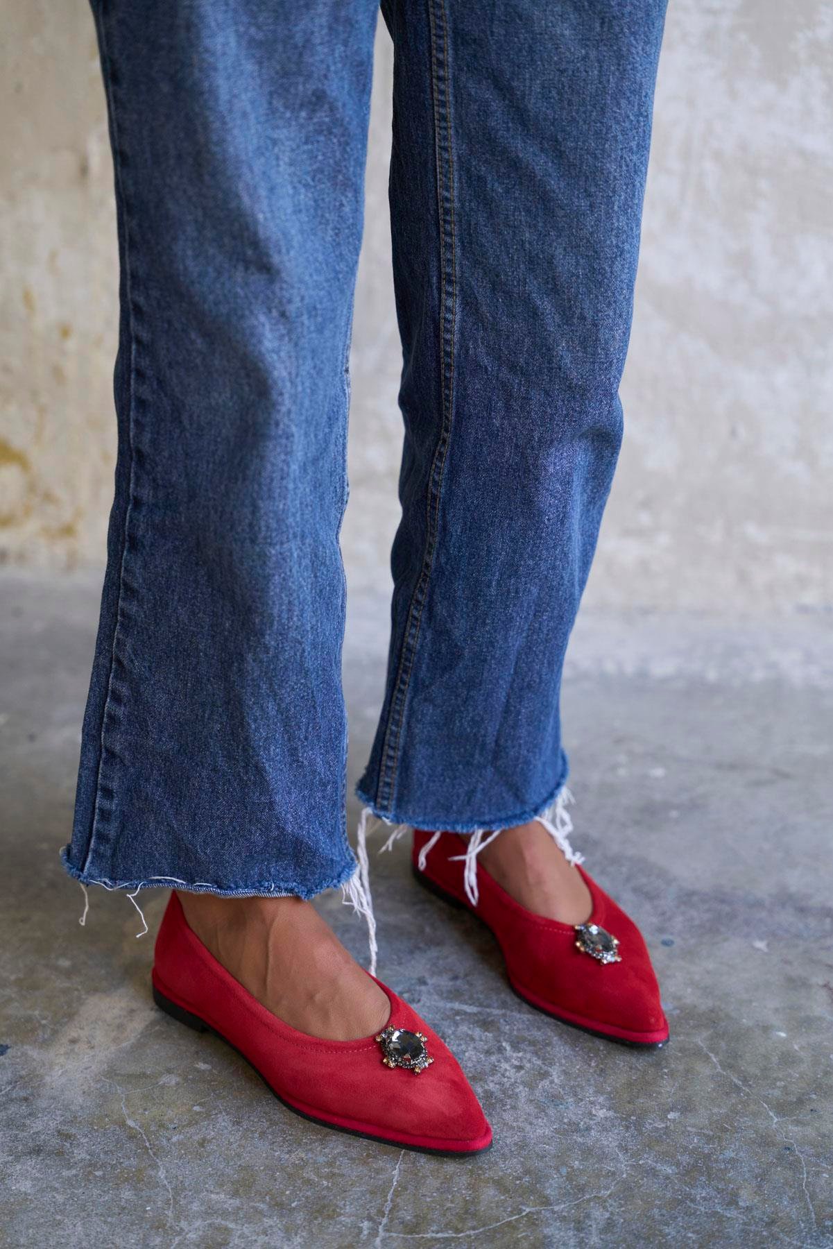 TELLES KIRMIZI SÜET BABET