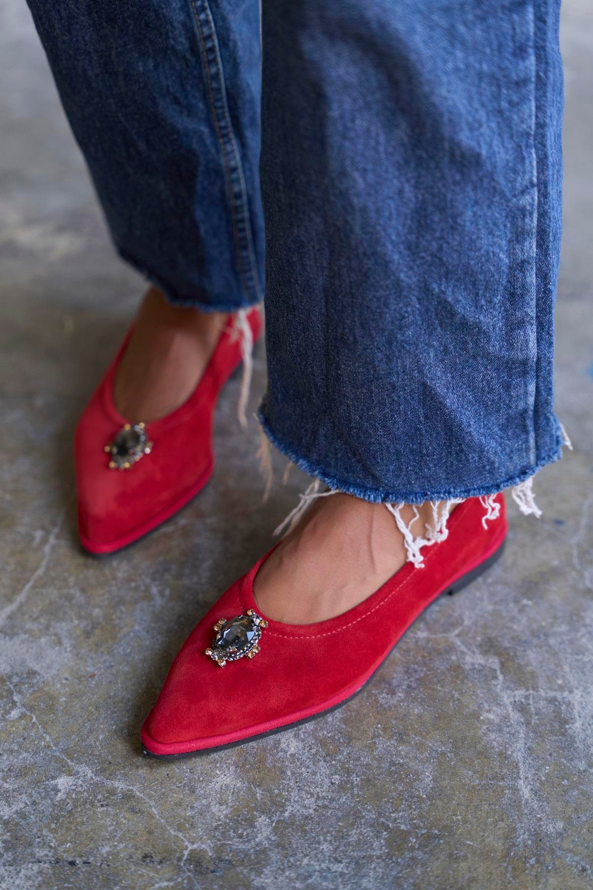 TELLES KIRMIZI SÜET BABET