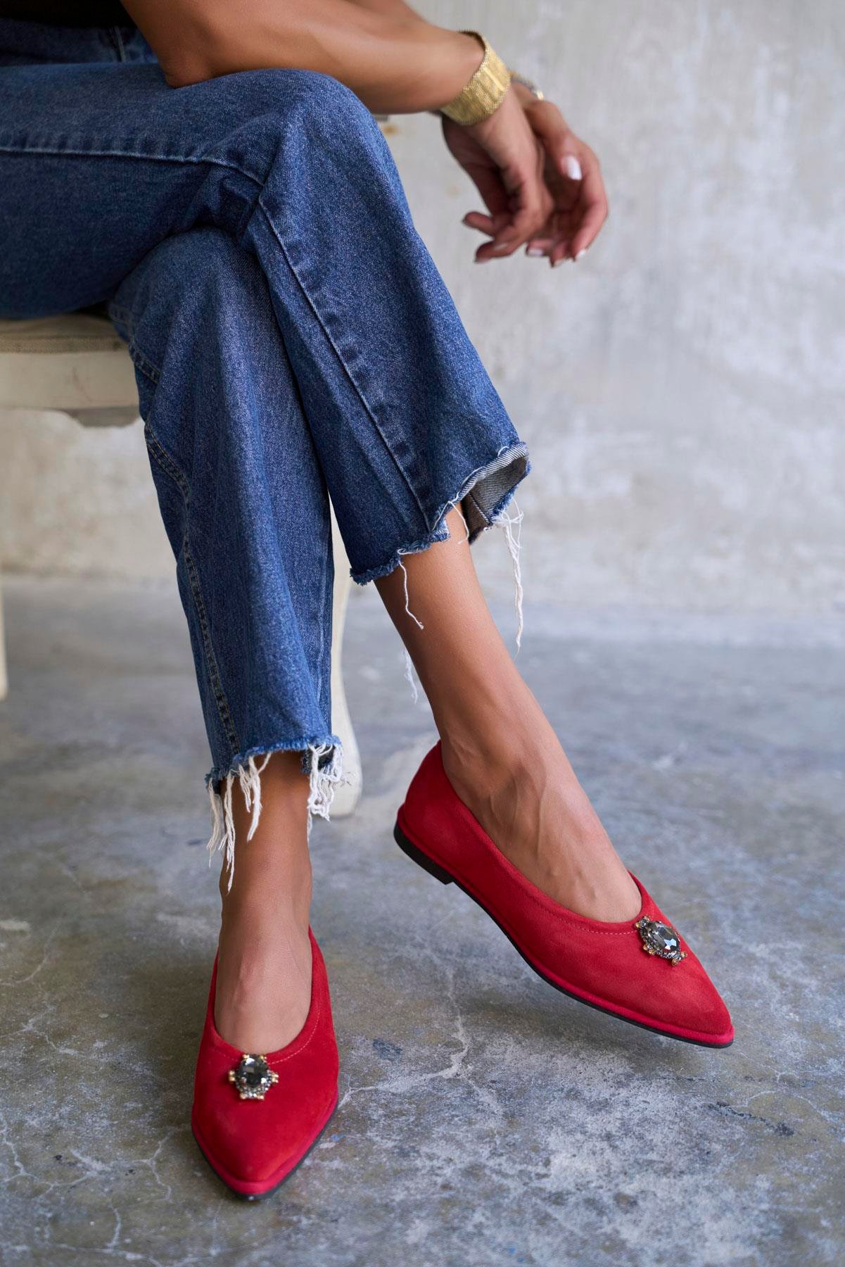 TELLES KIRMIZI SÜET BABET