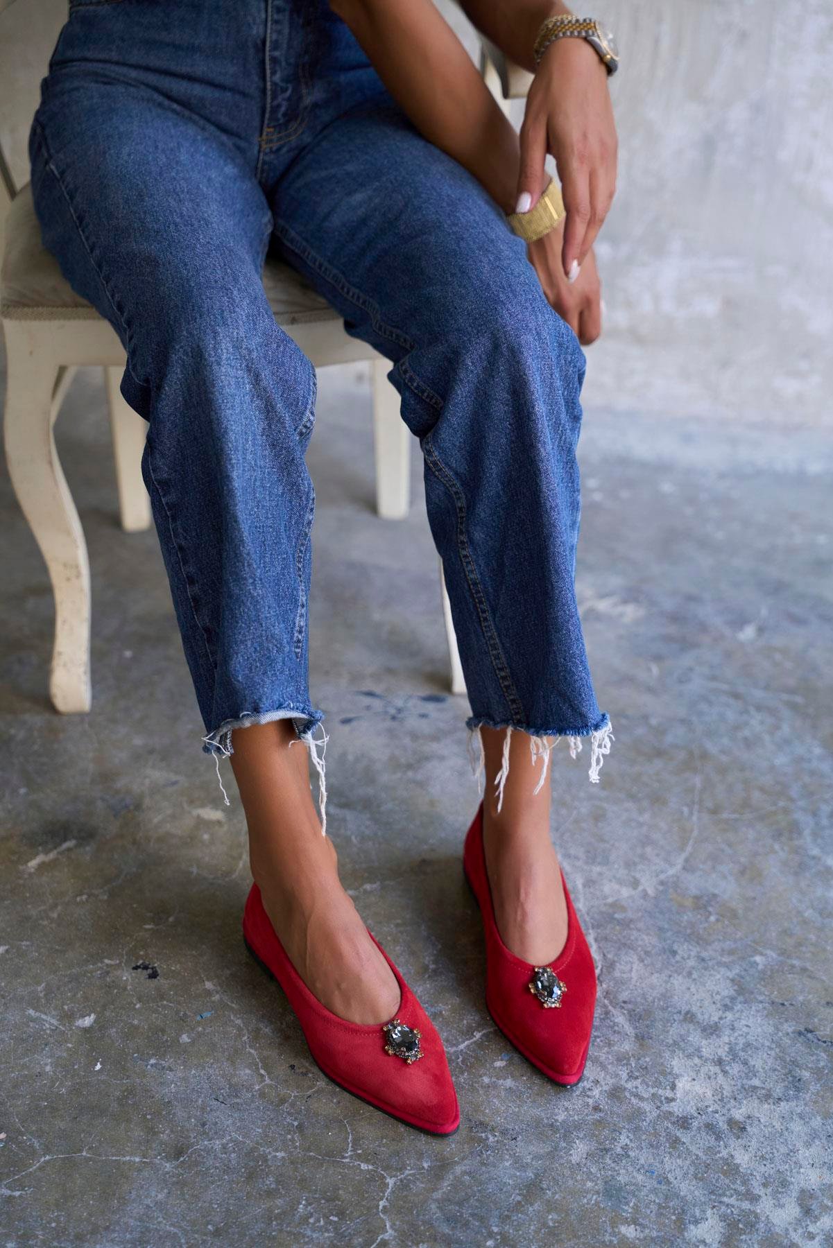 TELLES KIRMIZI SÜET BABET