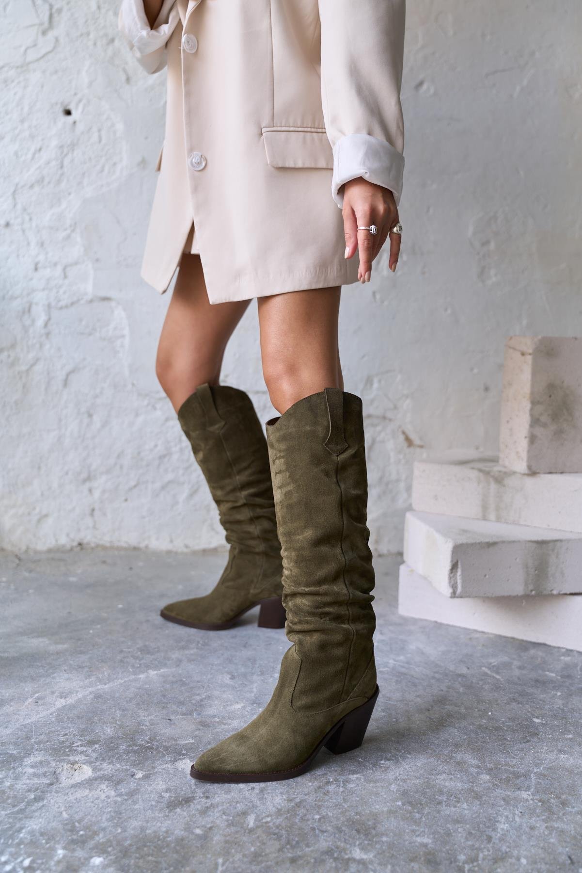 UMEA HAKİ SÜET KOVBOY ÇİZME 