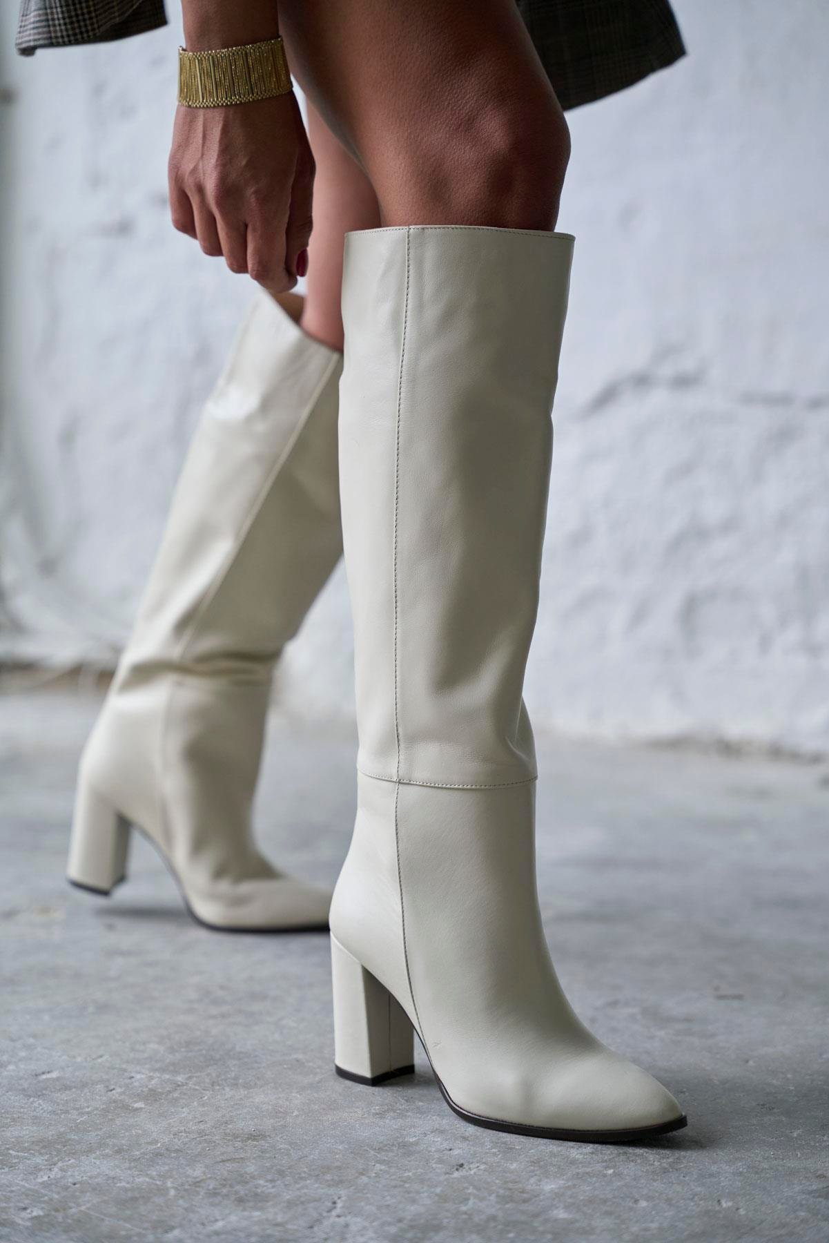 USHER EKRU DERİ ÇİZME