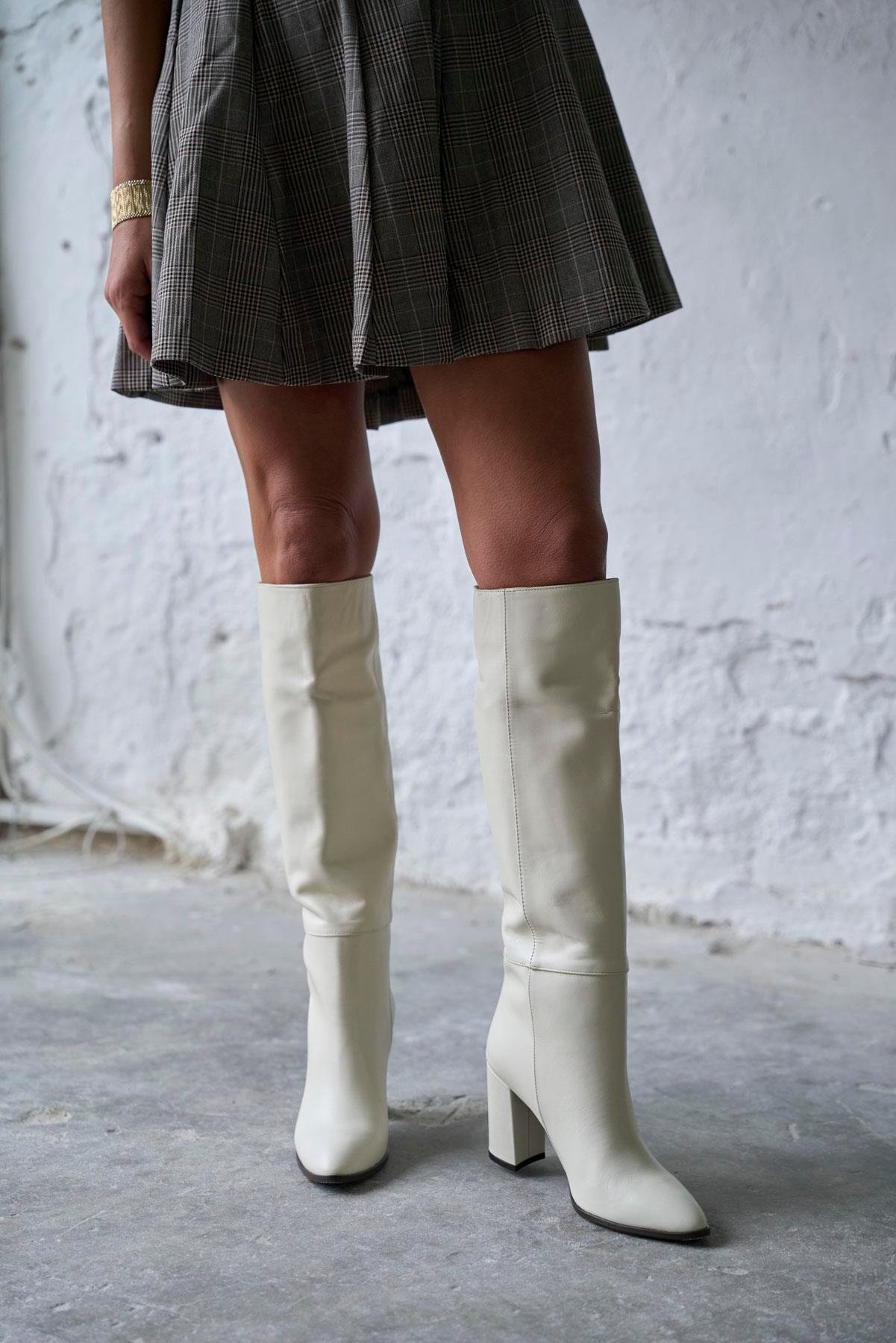 USHER EKRU DERİ ÇİZME