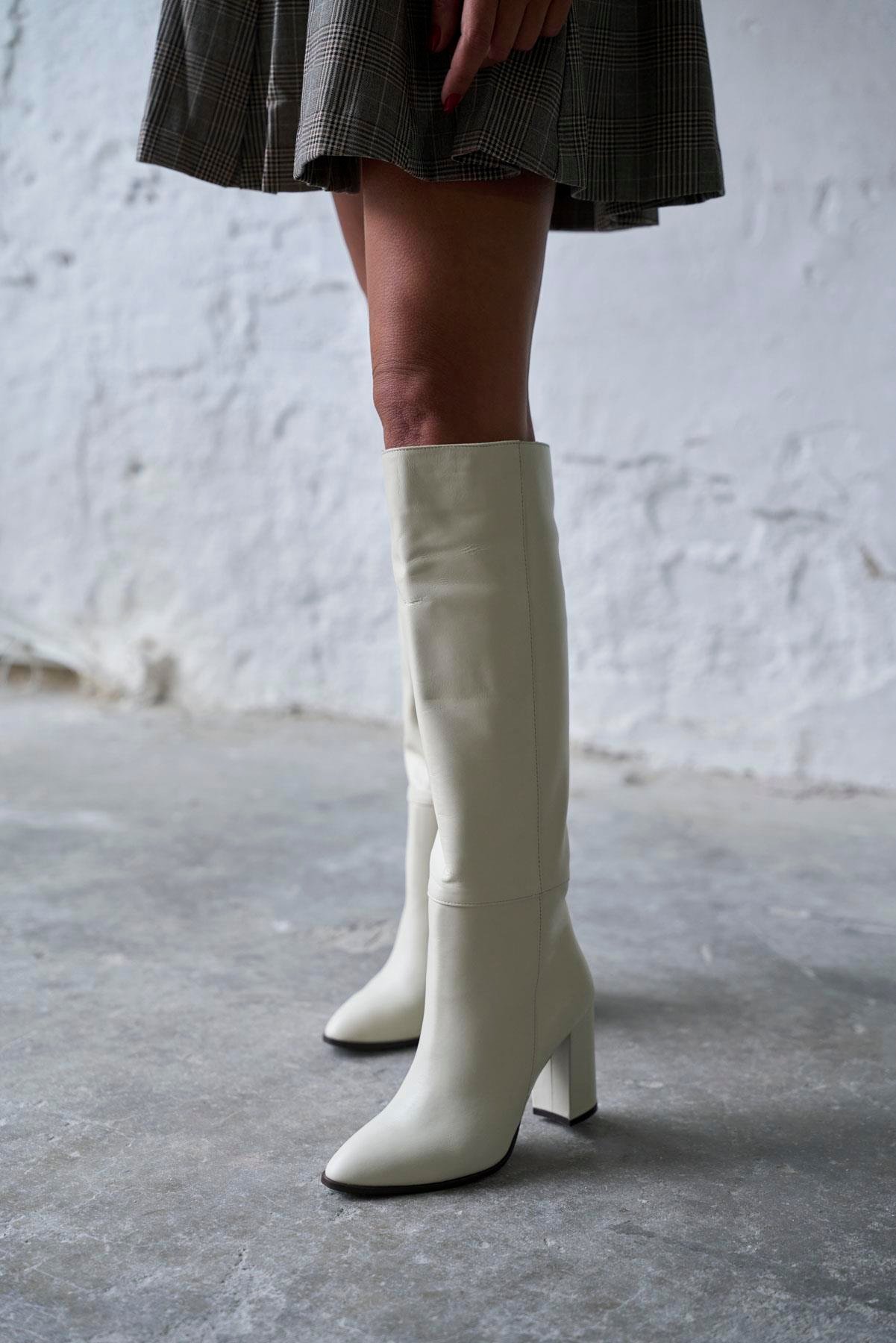 USHER EKRU DERİ ÇİZME