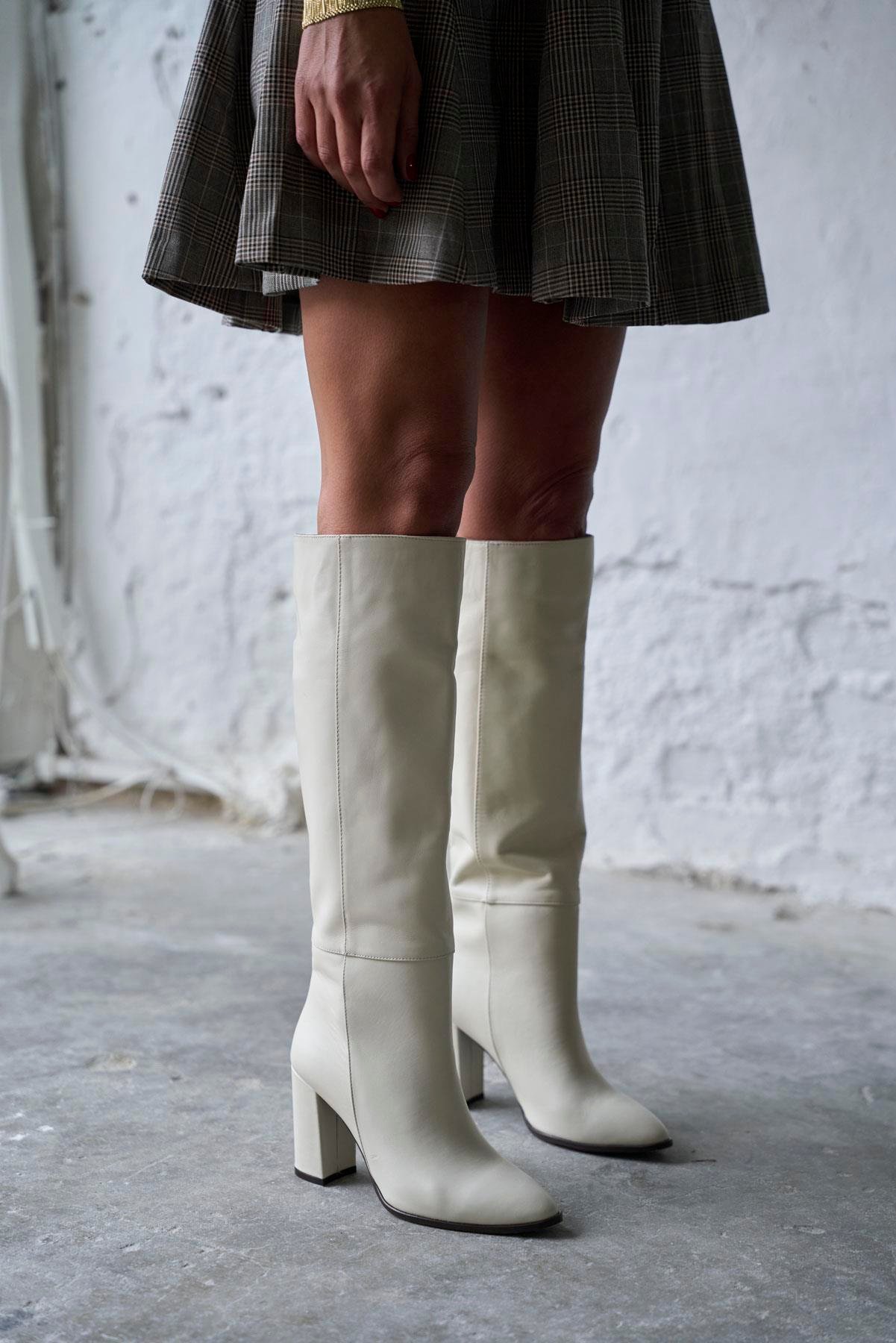 USHER EKRU DERİ ÇİZME