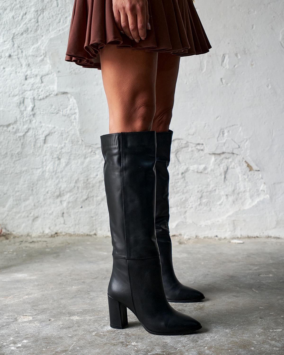 USHER SİYAH DERİ ÇİZME